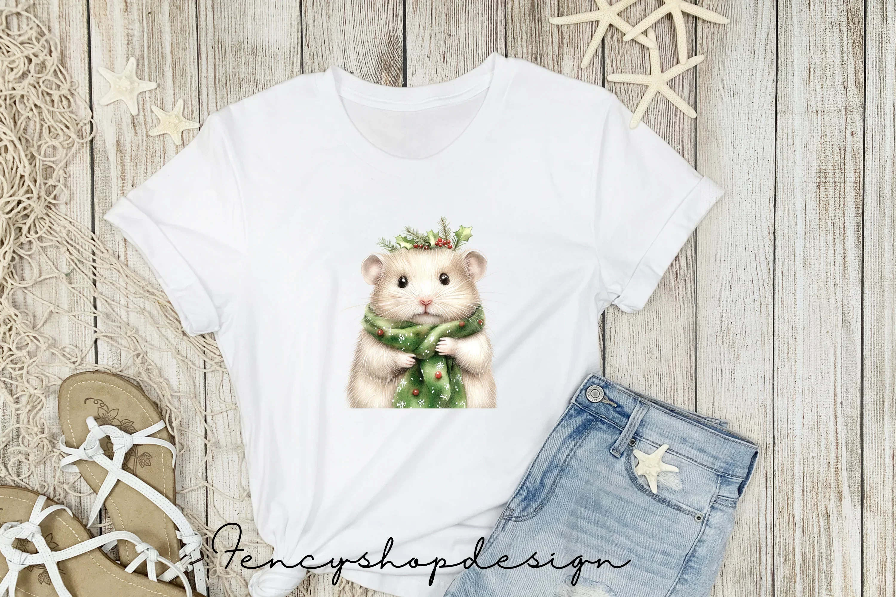 Cute Christmas Hamster Clipart Bundle - Image 5