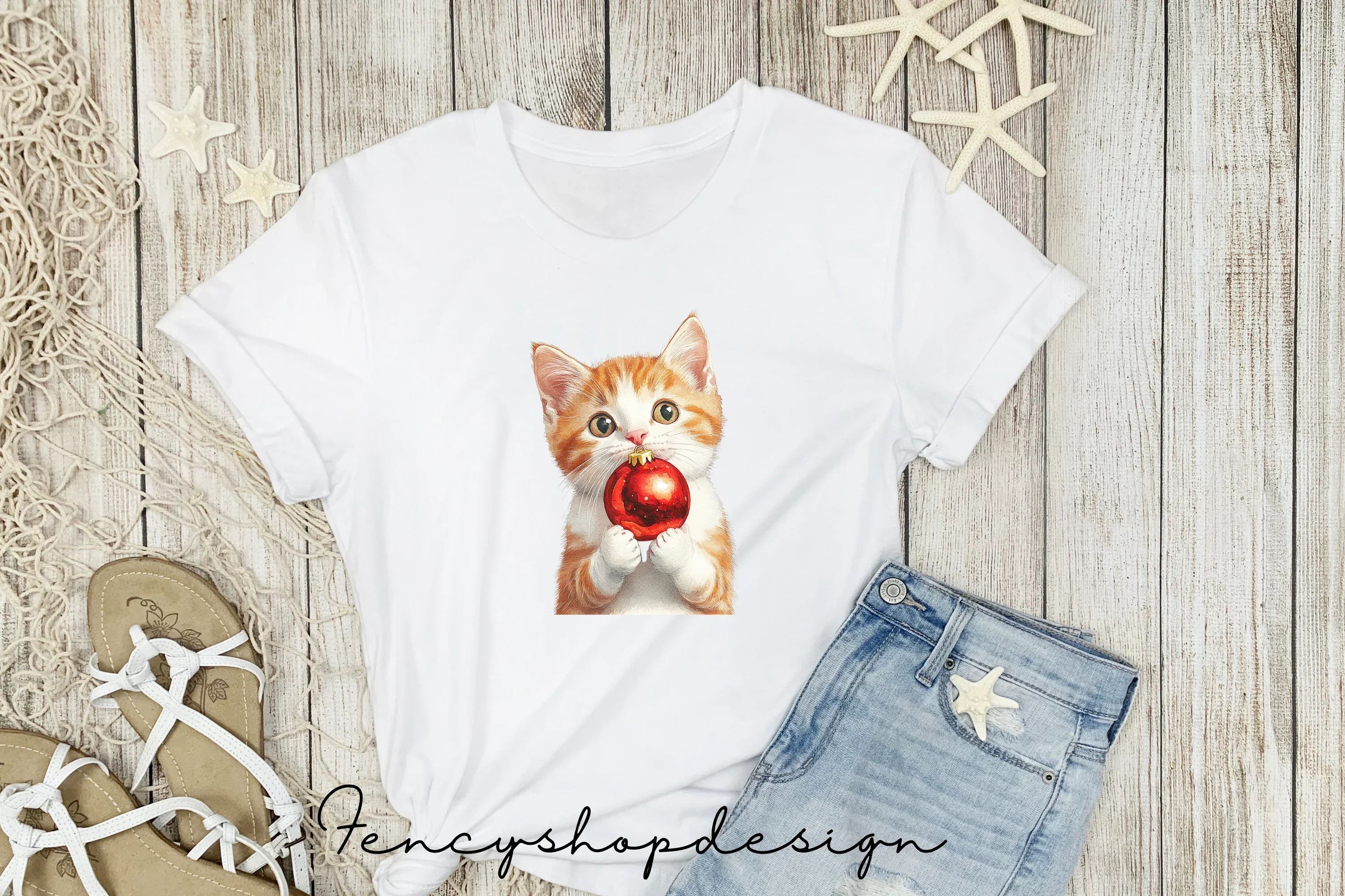Cute Christmas Kittens with Baubles Clipart Bundle - Image 5