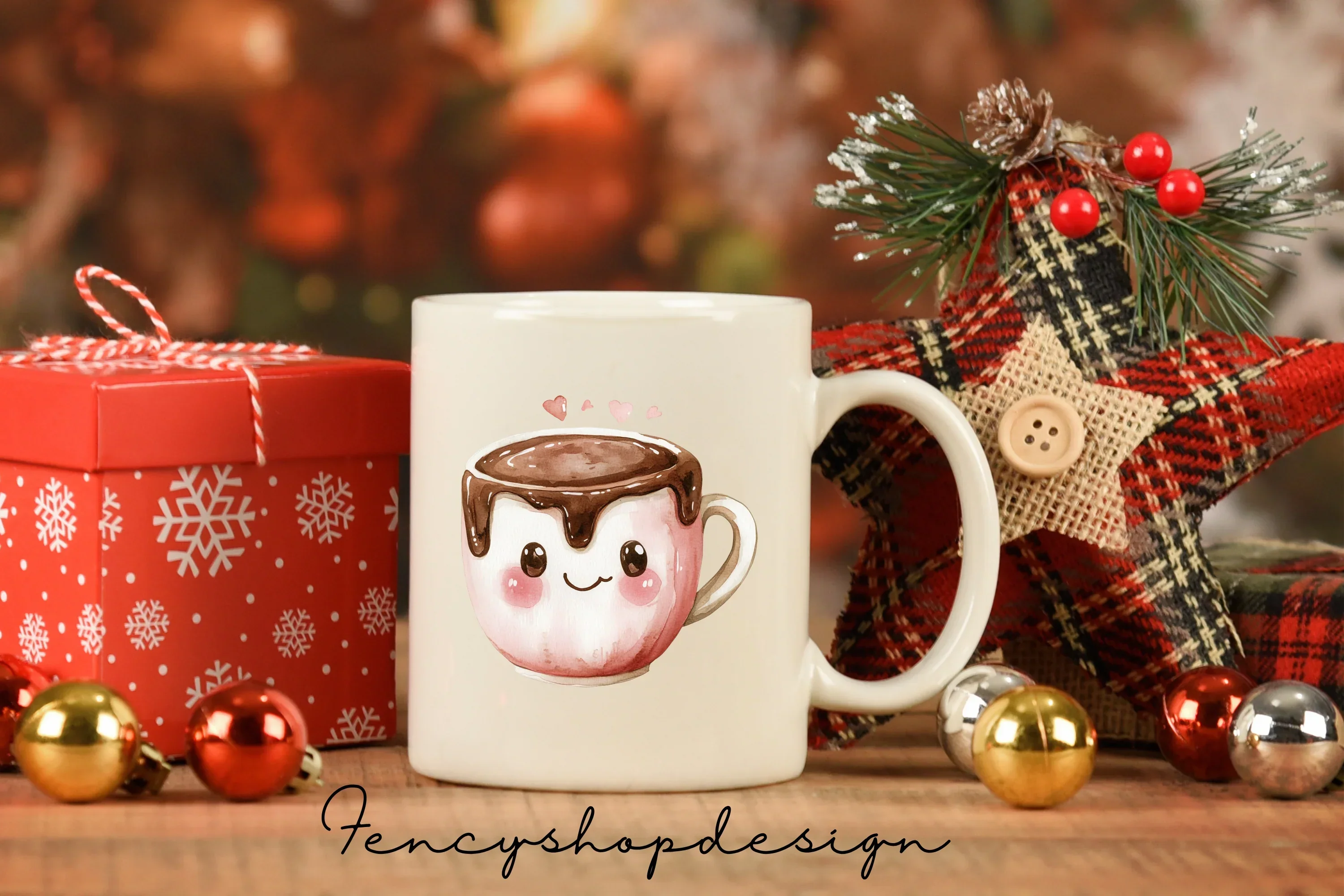 Cute Christmas Mugs Clipart Bundle - Image 7