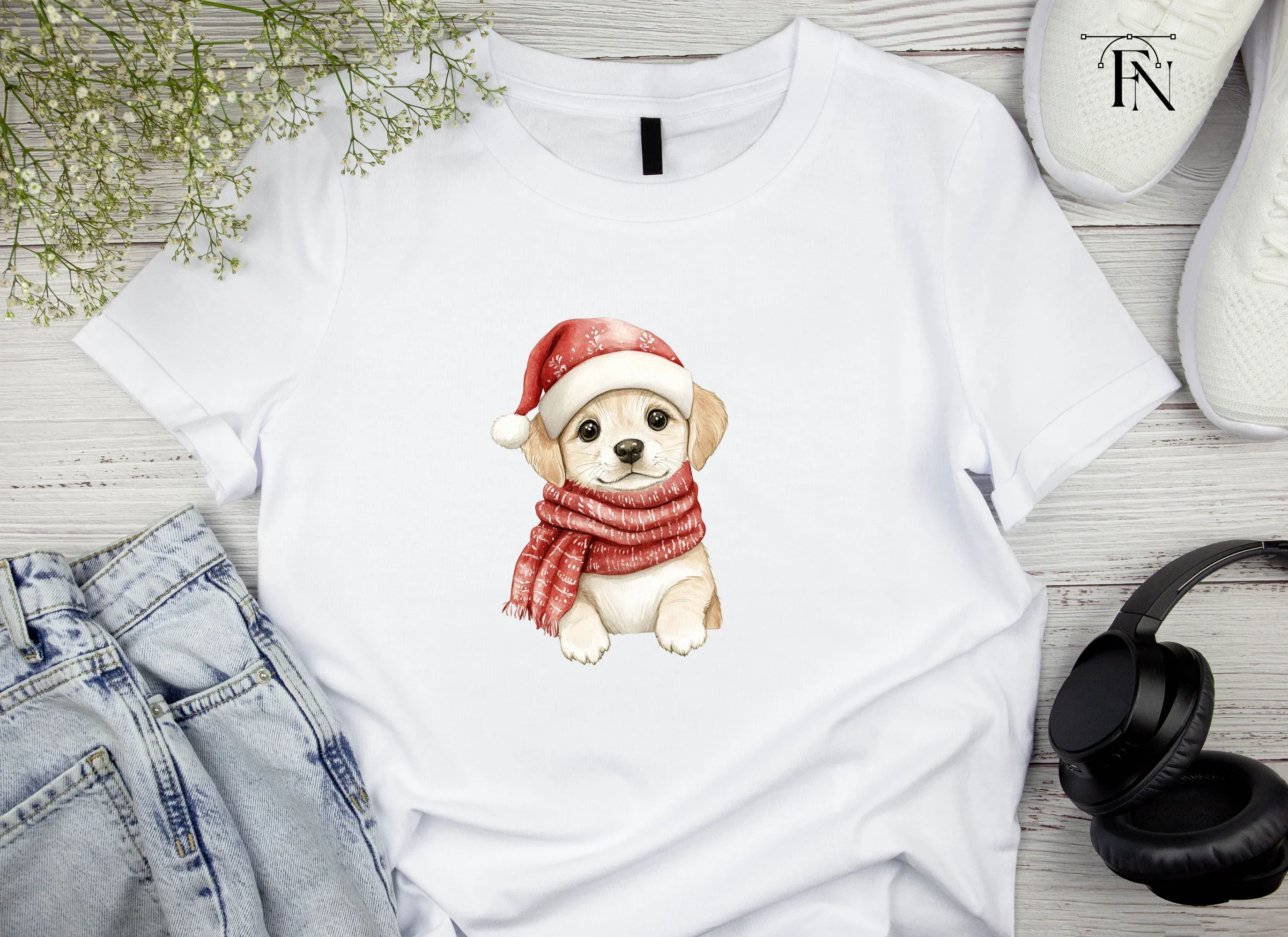 Cute Christmas Puppies Clipart Bundle - Image 5