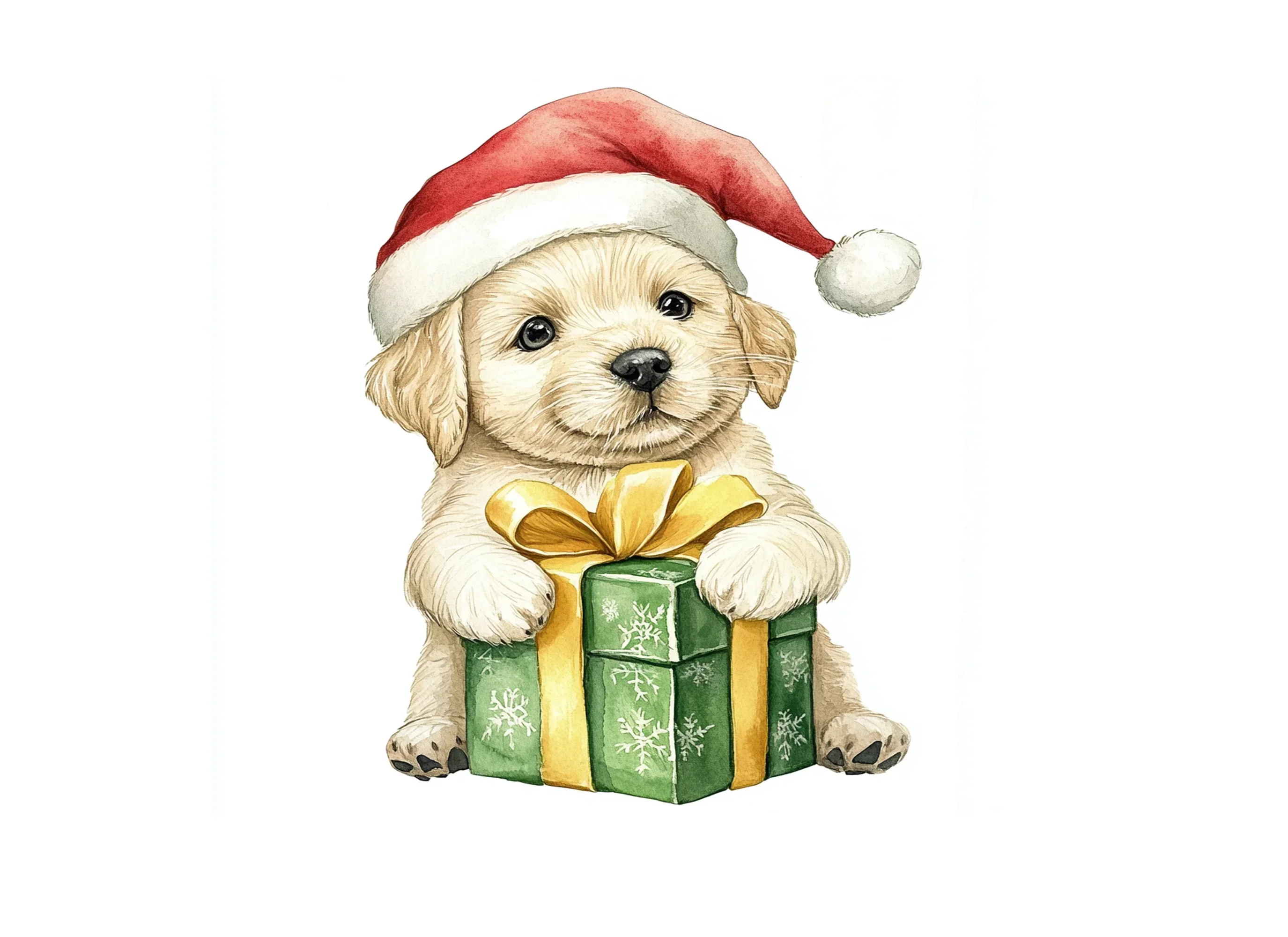 Cute Christmas Puppies with Gifts Clipart Bundle - Image 2