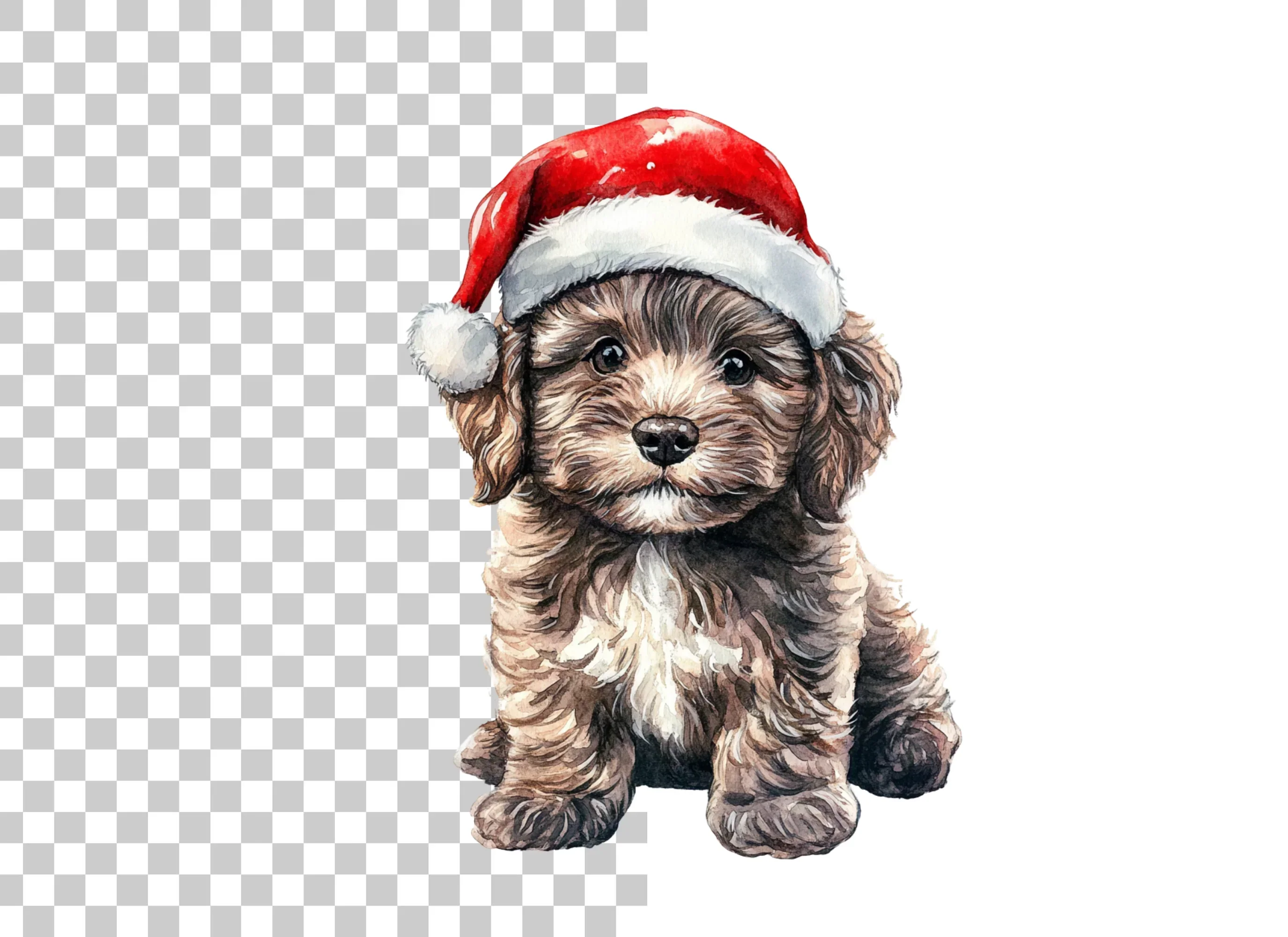 Cute Christmas Puppies with Santa Hats Clipart Bundle - Image 2