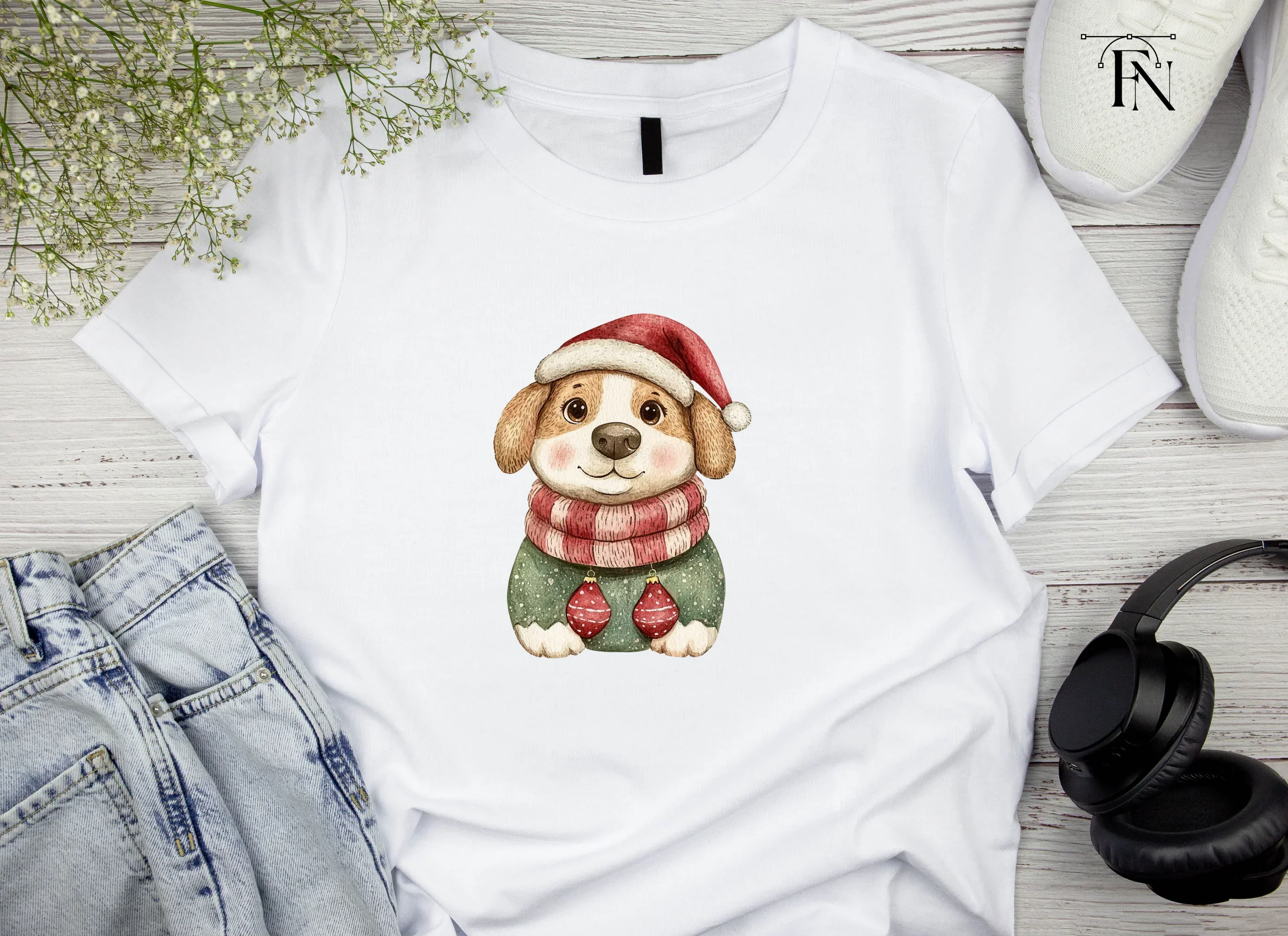 Cute Christmas Puppy Clipart Bundle - Image 4