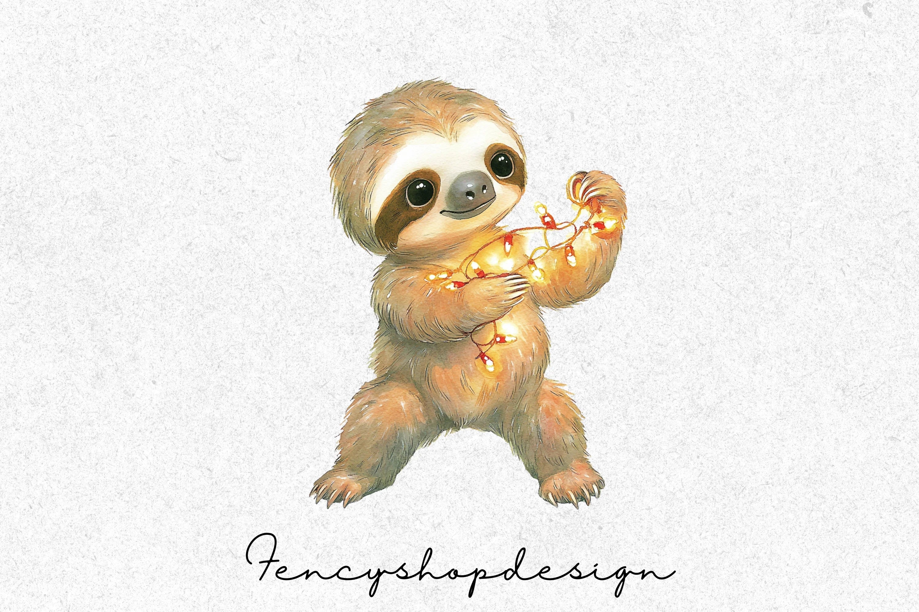 Cute Christmas Sloths Clipart Bundle - Image 3