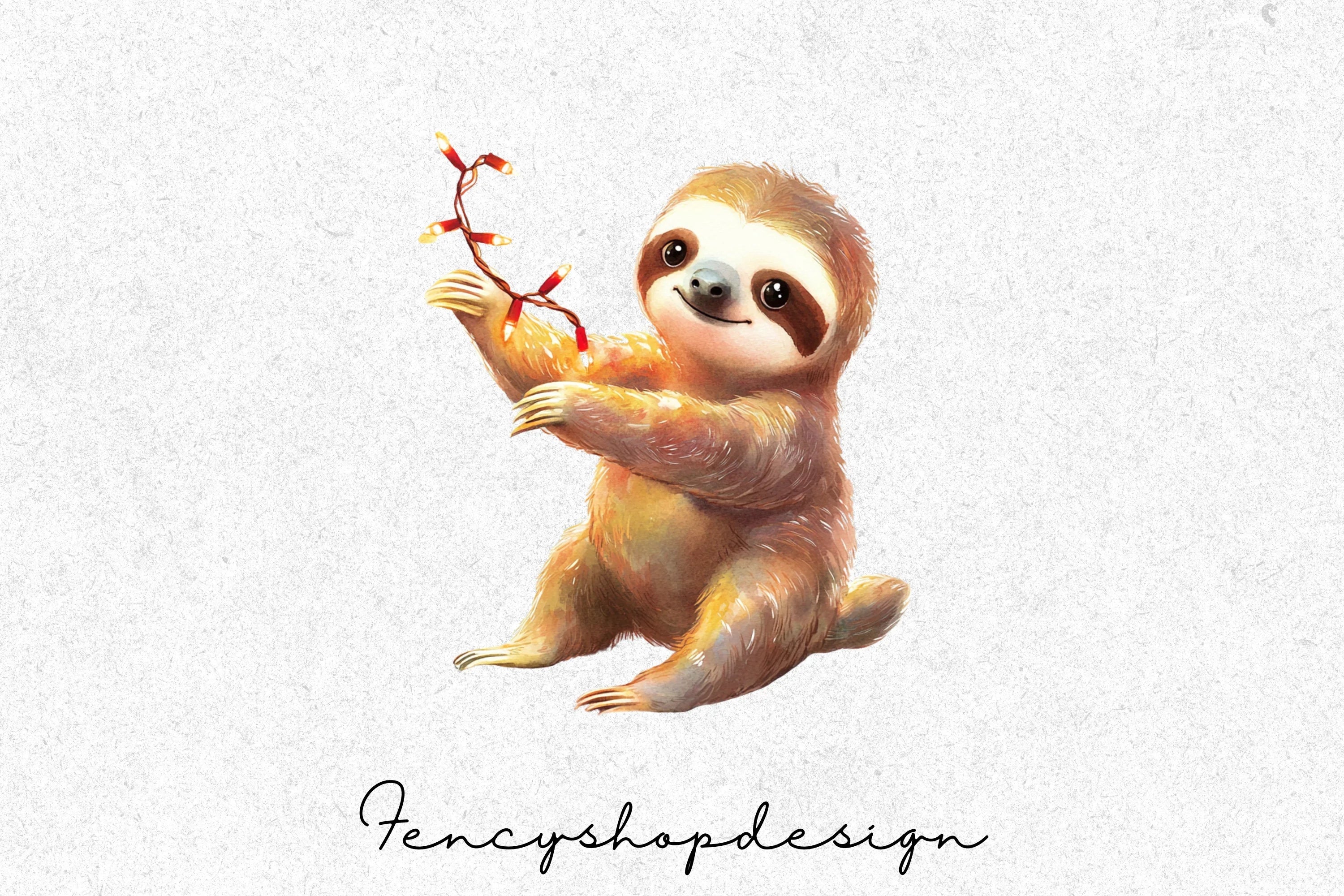 Cute Christmas Sloths Clipart Bundle - Image 4