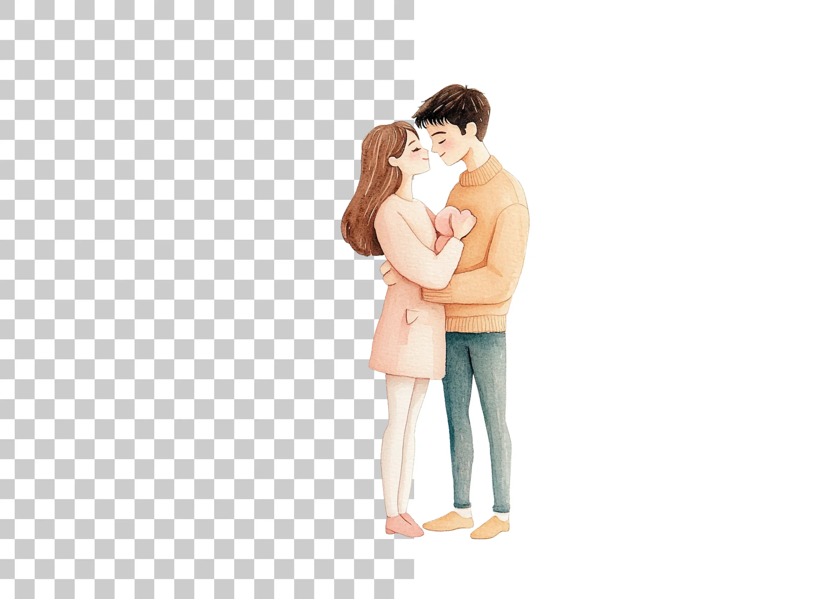Cute Couple Hugging Clipart Bundle - Image 2