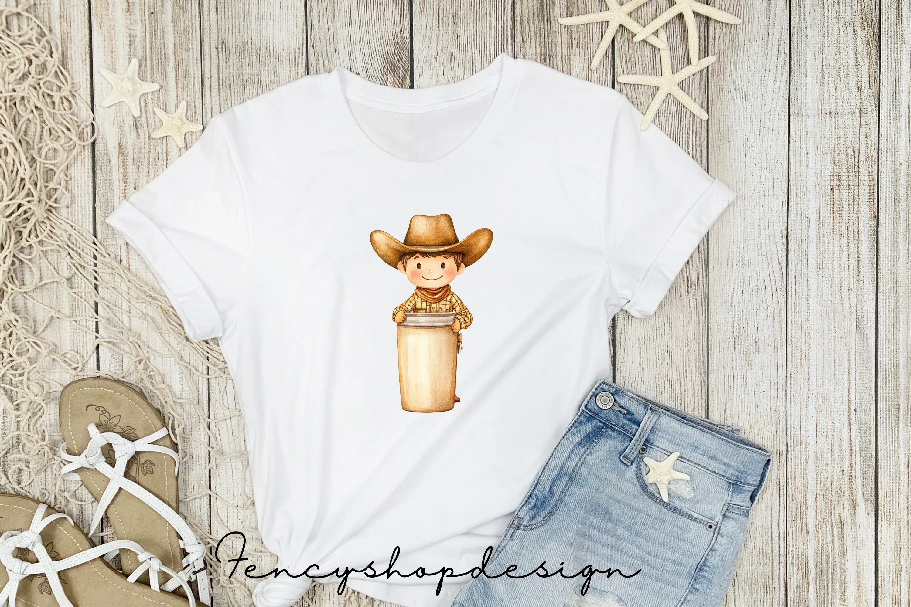 Cute Cowboy Tumbler Clipart Bundle - Image 5