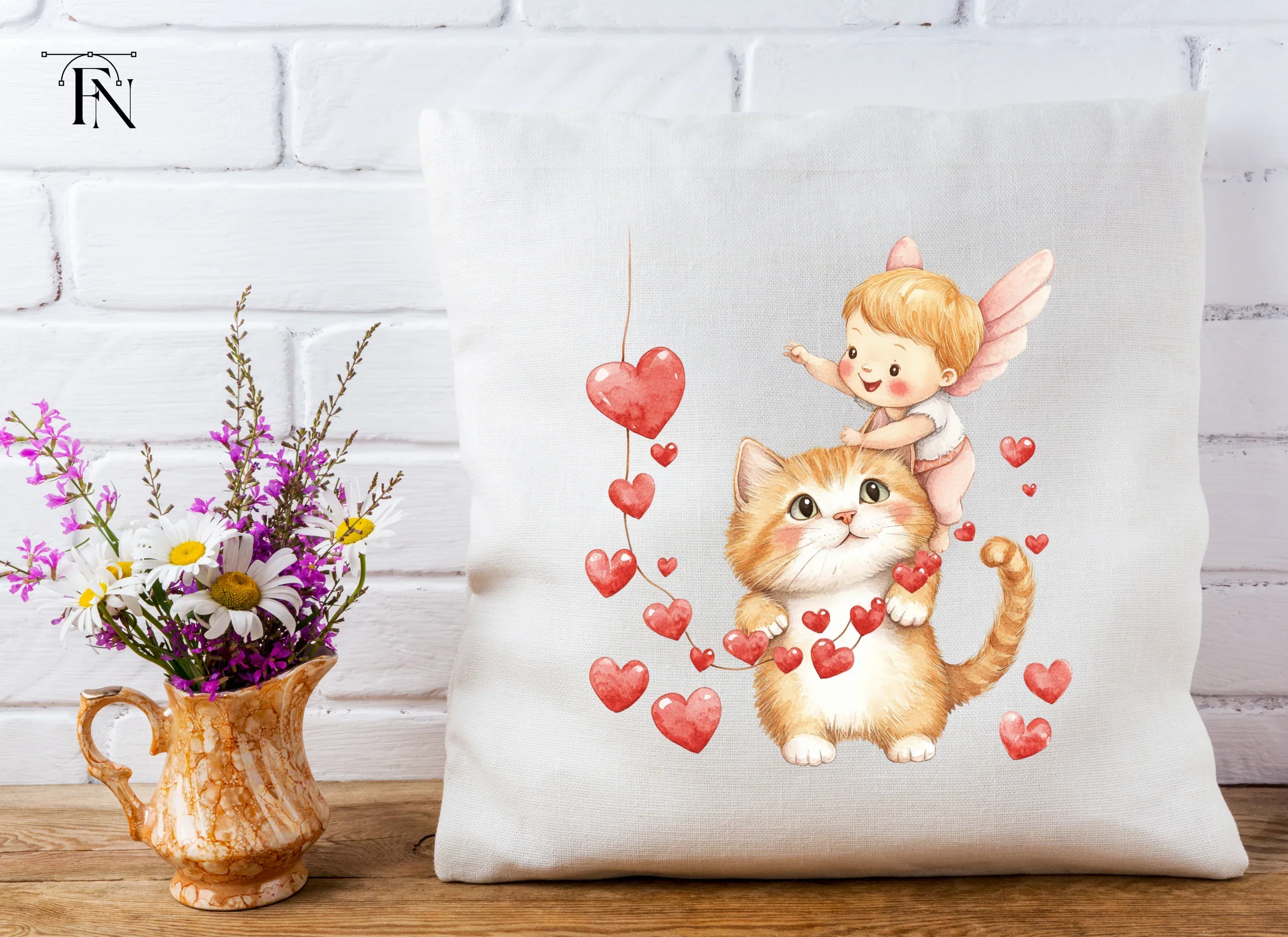 Cute Cupid Cats Valentine's Day Clipart Bundle - Image 5