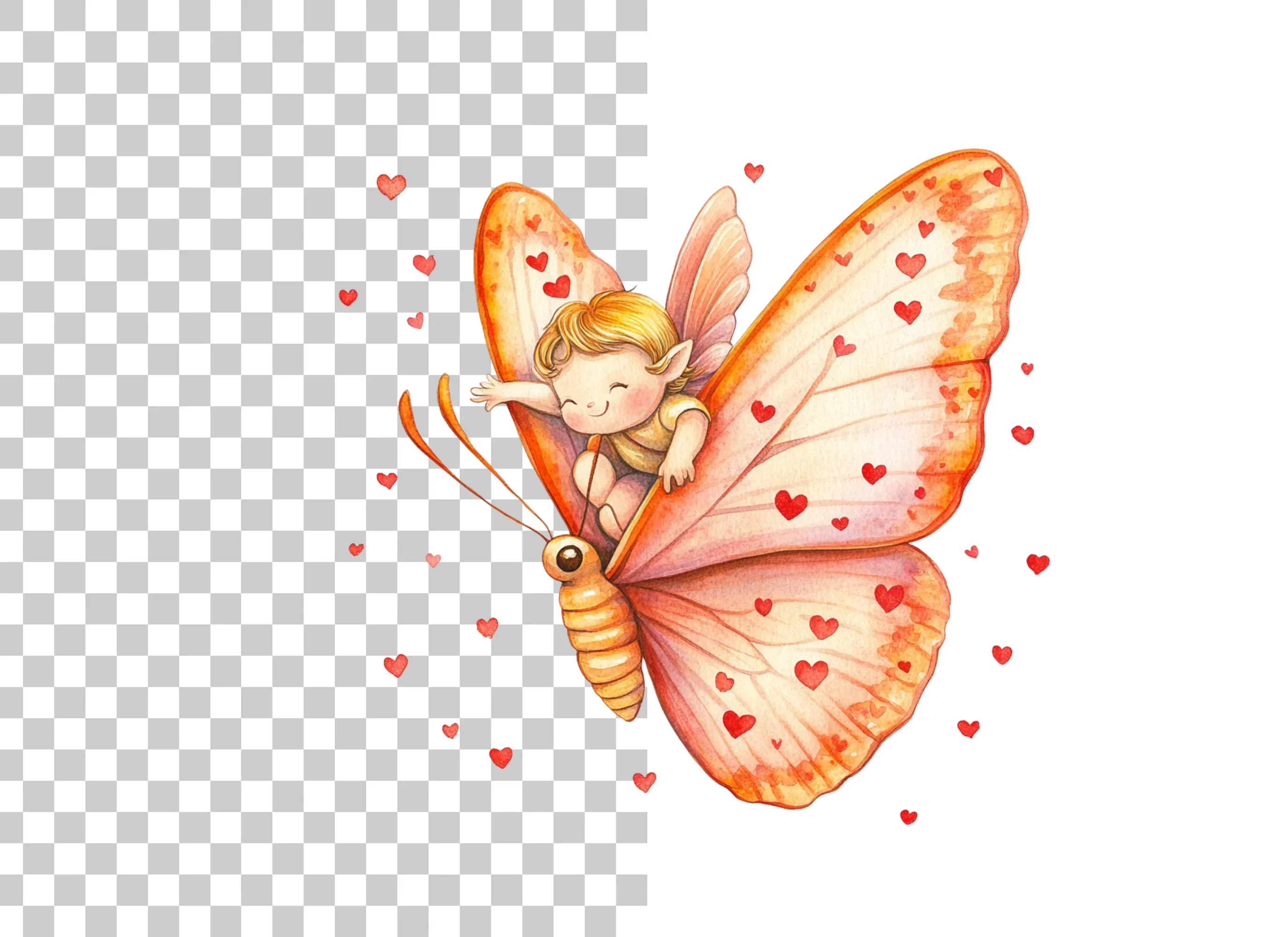 Cute Cupid Riding Butterfly Clipart Bundle - Image 2
