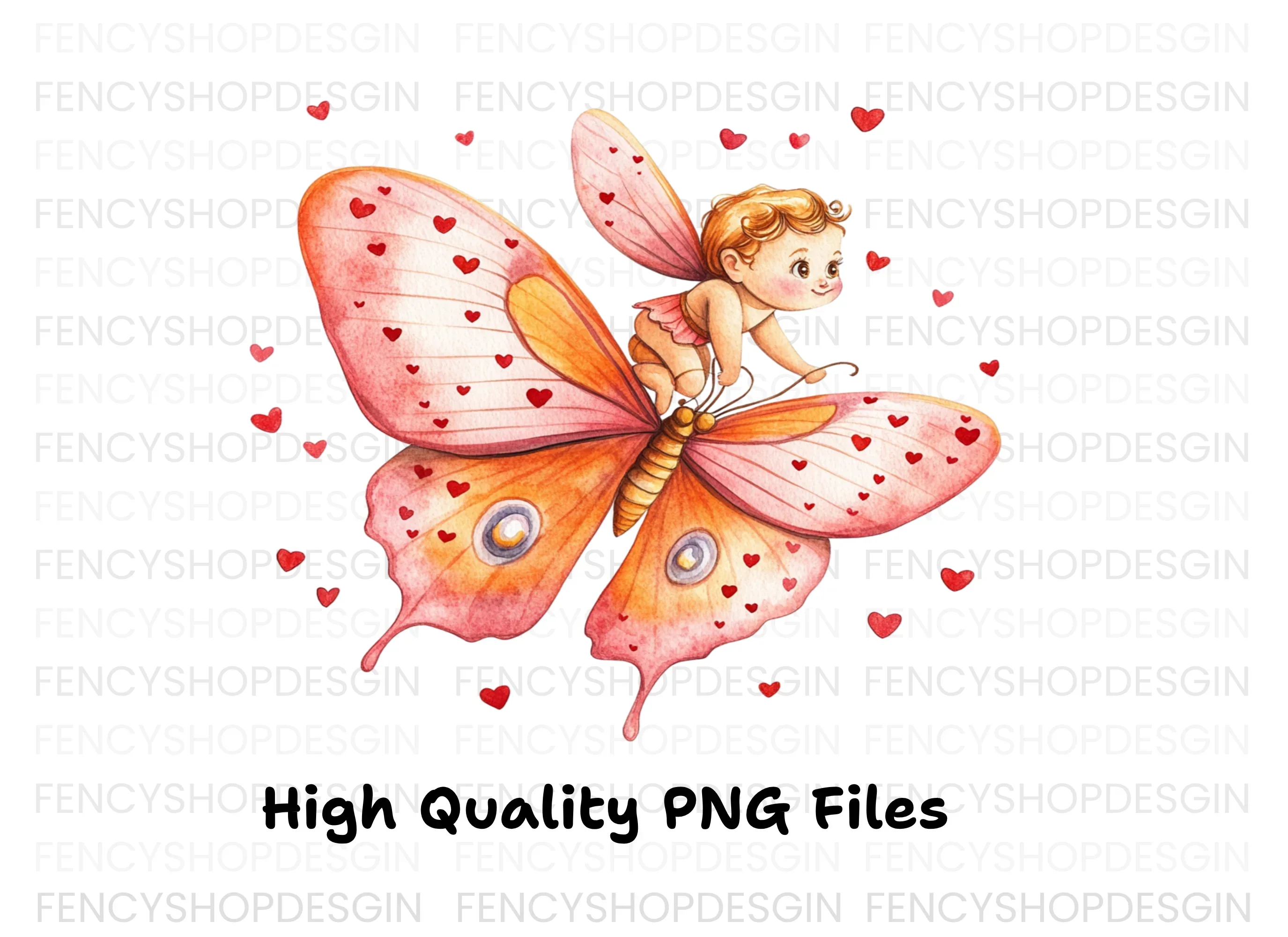 Cute Cupid Riding Butterfly Clipart Bundle - Image 3