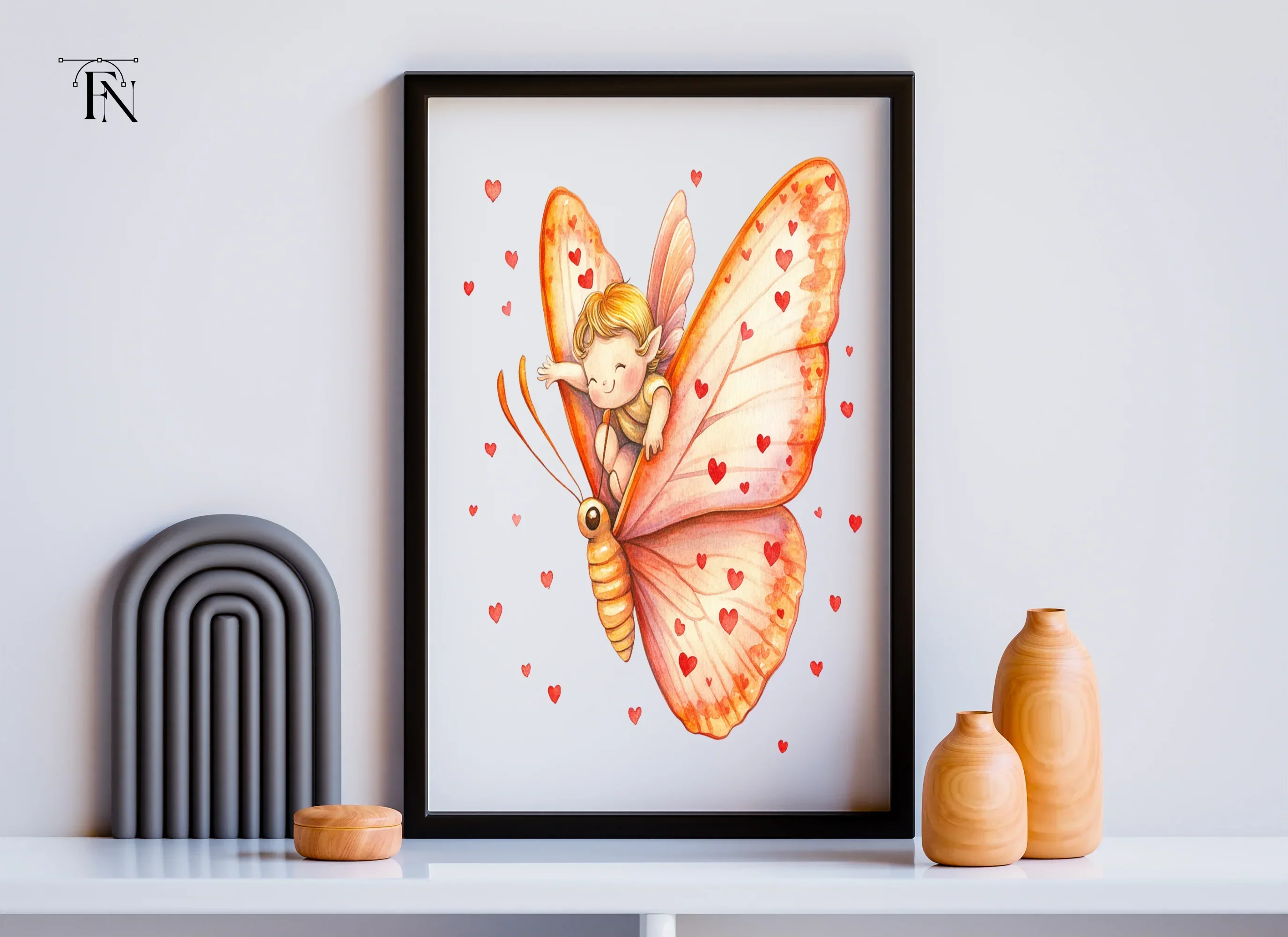 Cute Cupid Riding Butterfly Clipart Bundle - Image 6