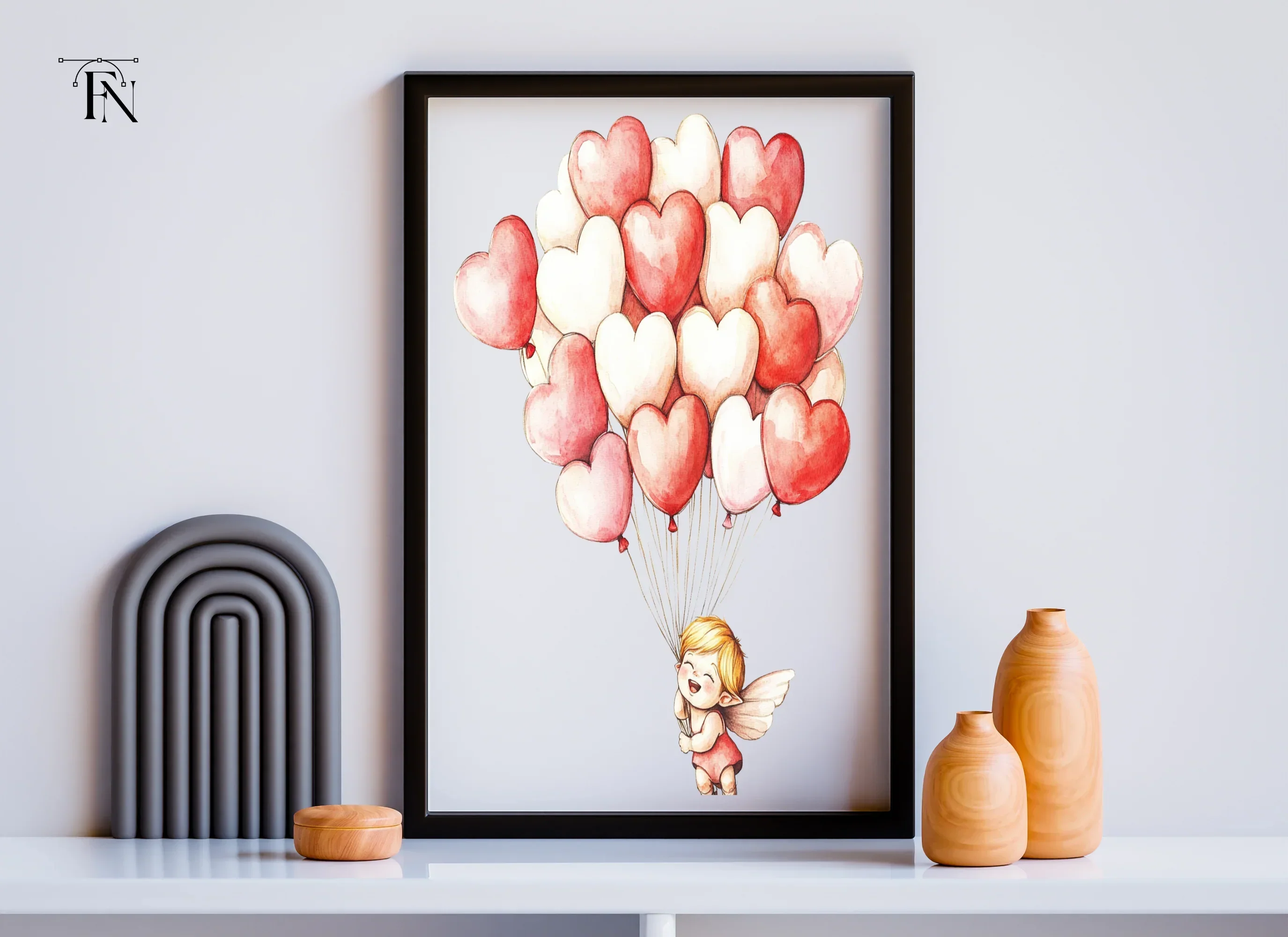 Cute Cupid with Heart Balloons Clipart Bundle - Image 5
