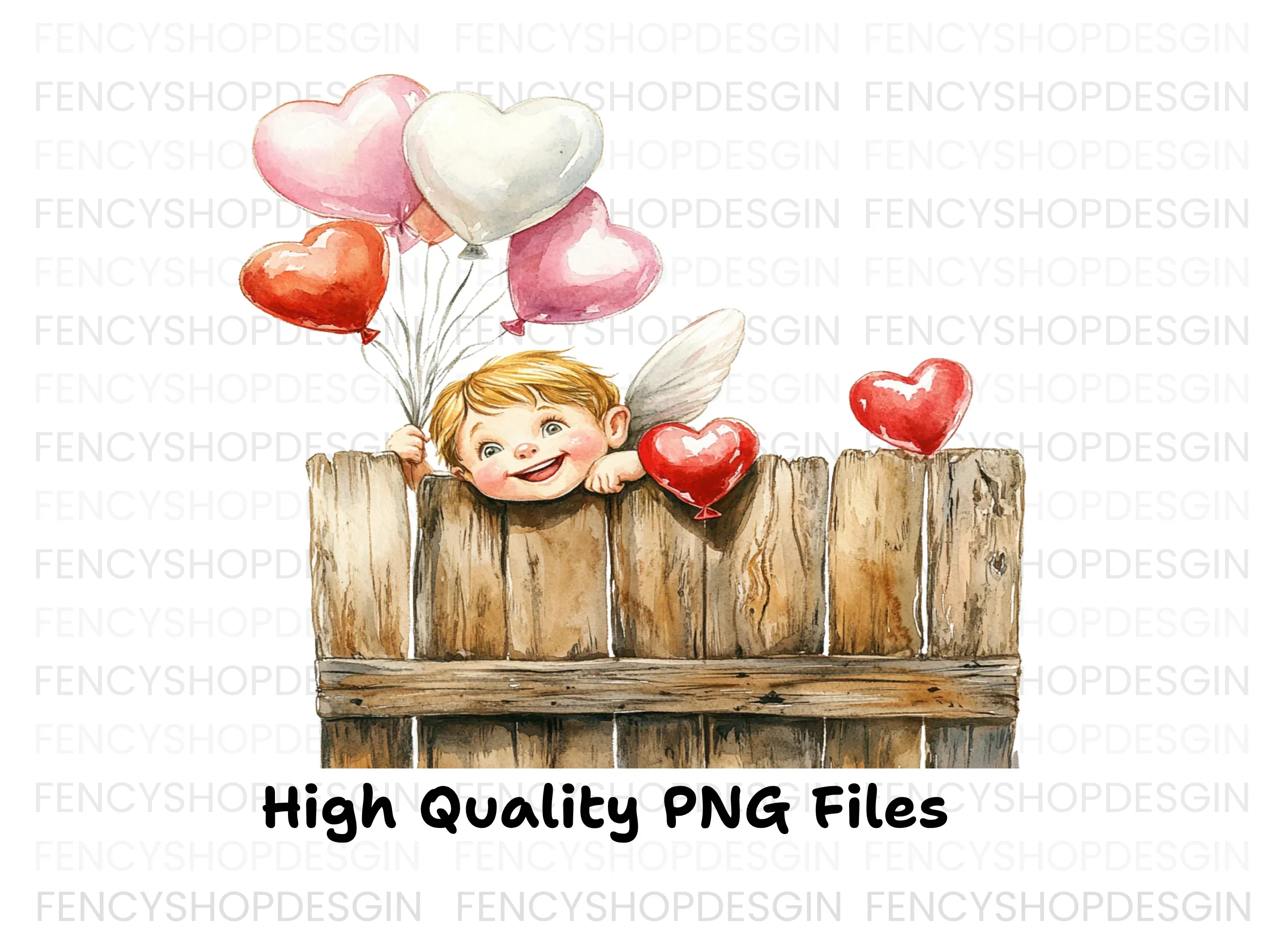 Cute Cupid with Heart Balloons Clipart Bundle - Image 2