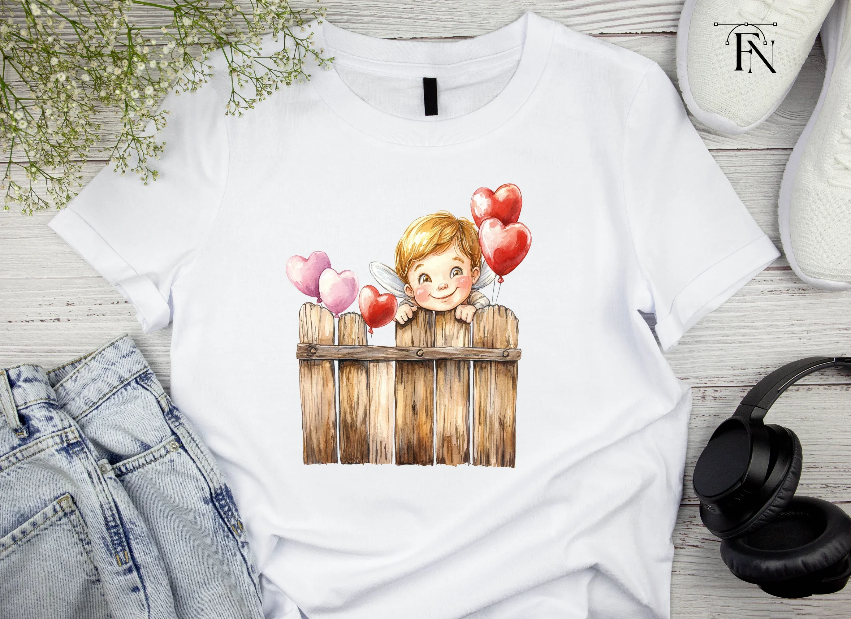 Cute Cupid with Heart Balloons Clipart Bundle - Image 5