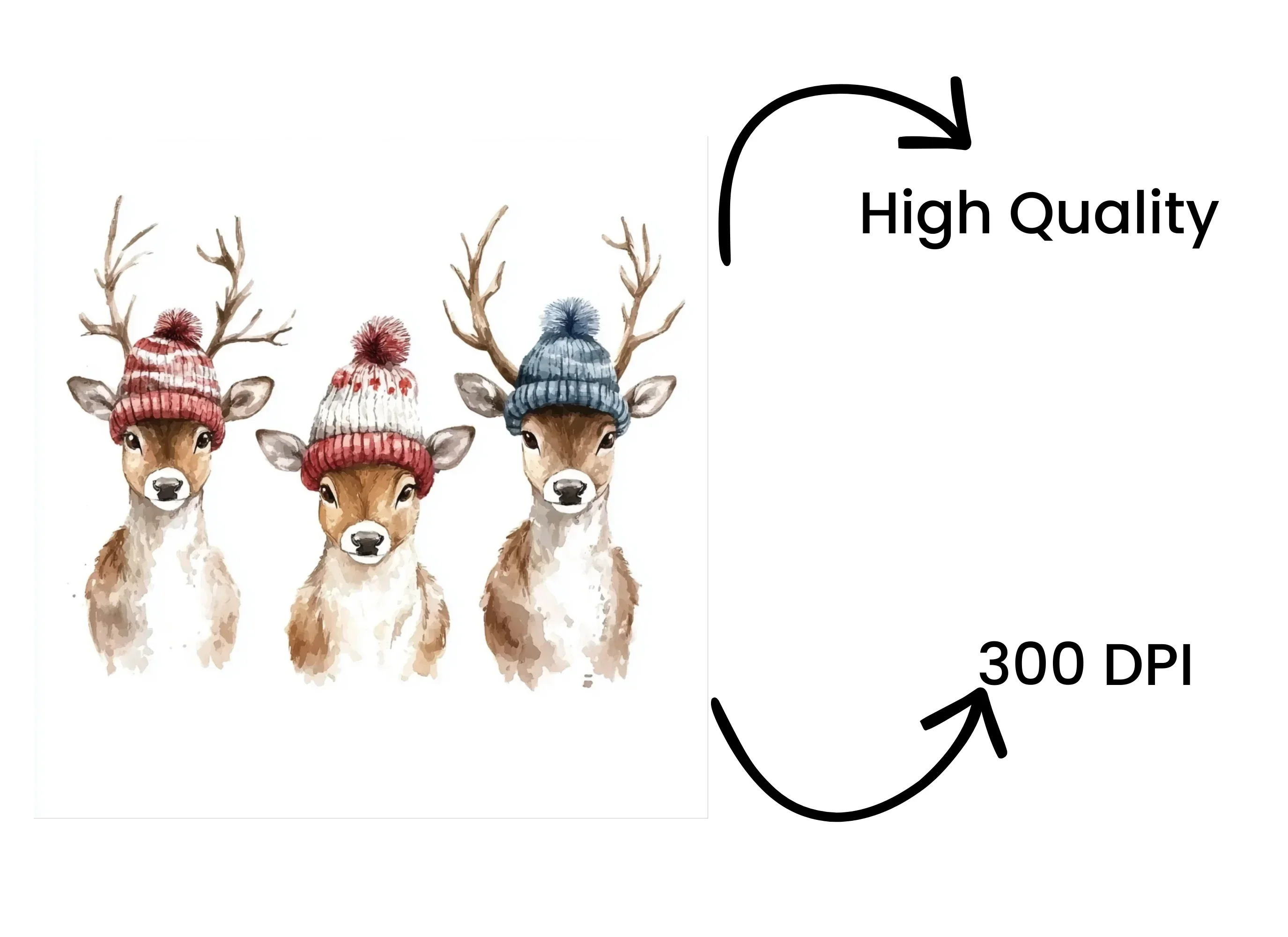 Cute Deer with Winter Hats Clipart Bundle - Image 4