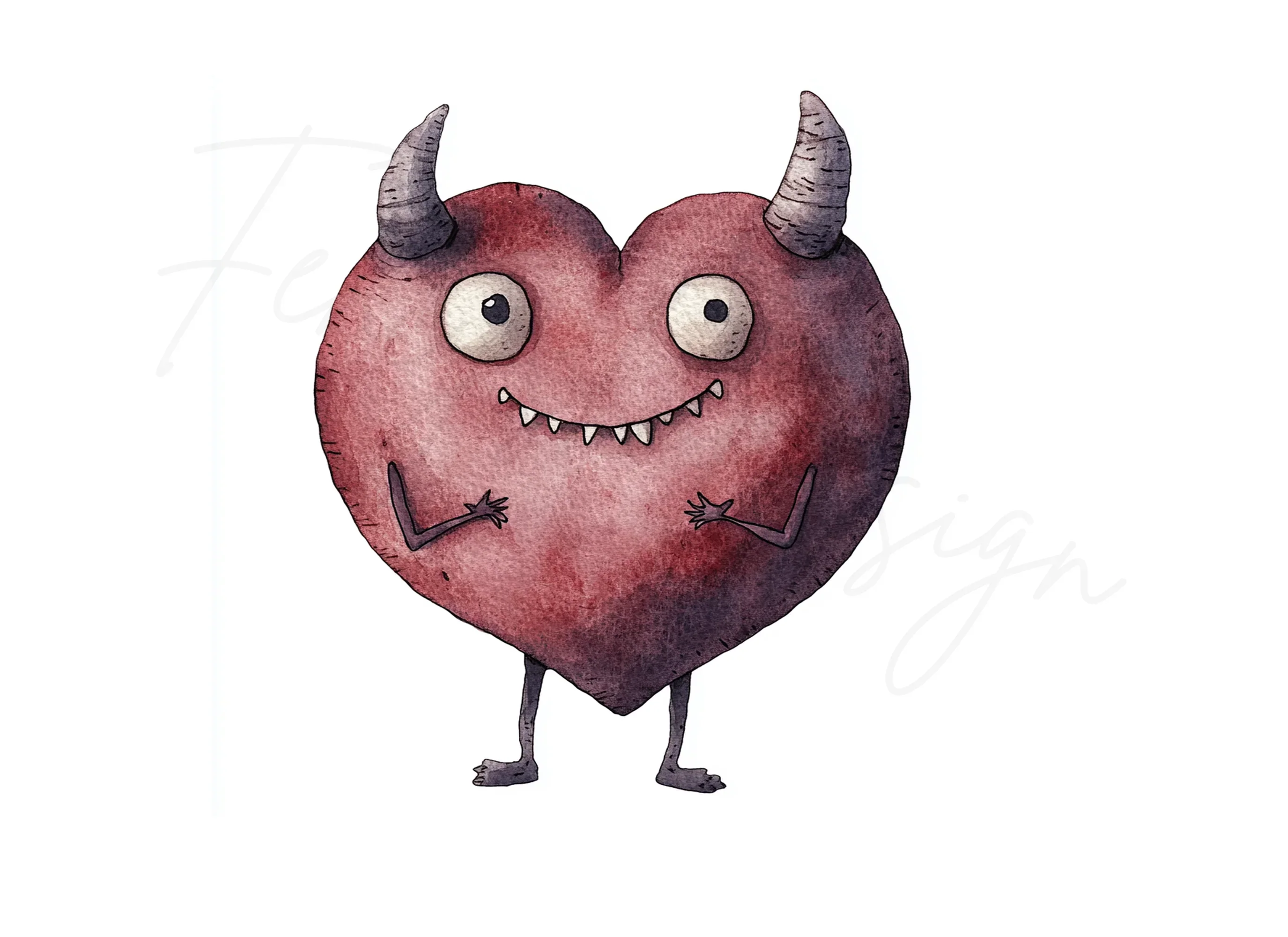 Cute Devil Heart Clipart Bundle - Image 3