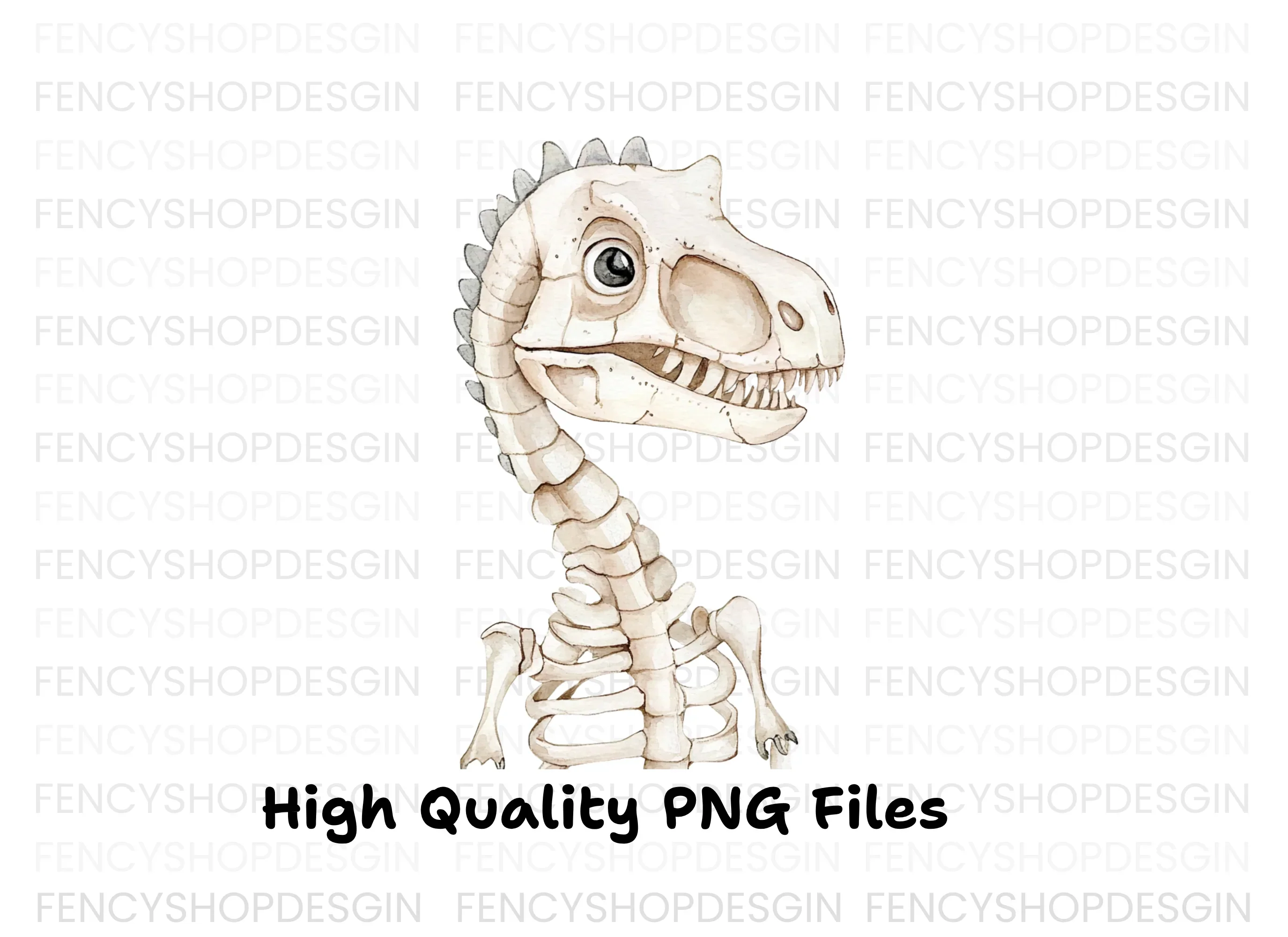 Cute Dinosaur Skeleton Head Clipart Bundle - Image 3