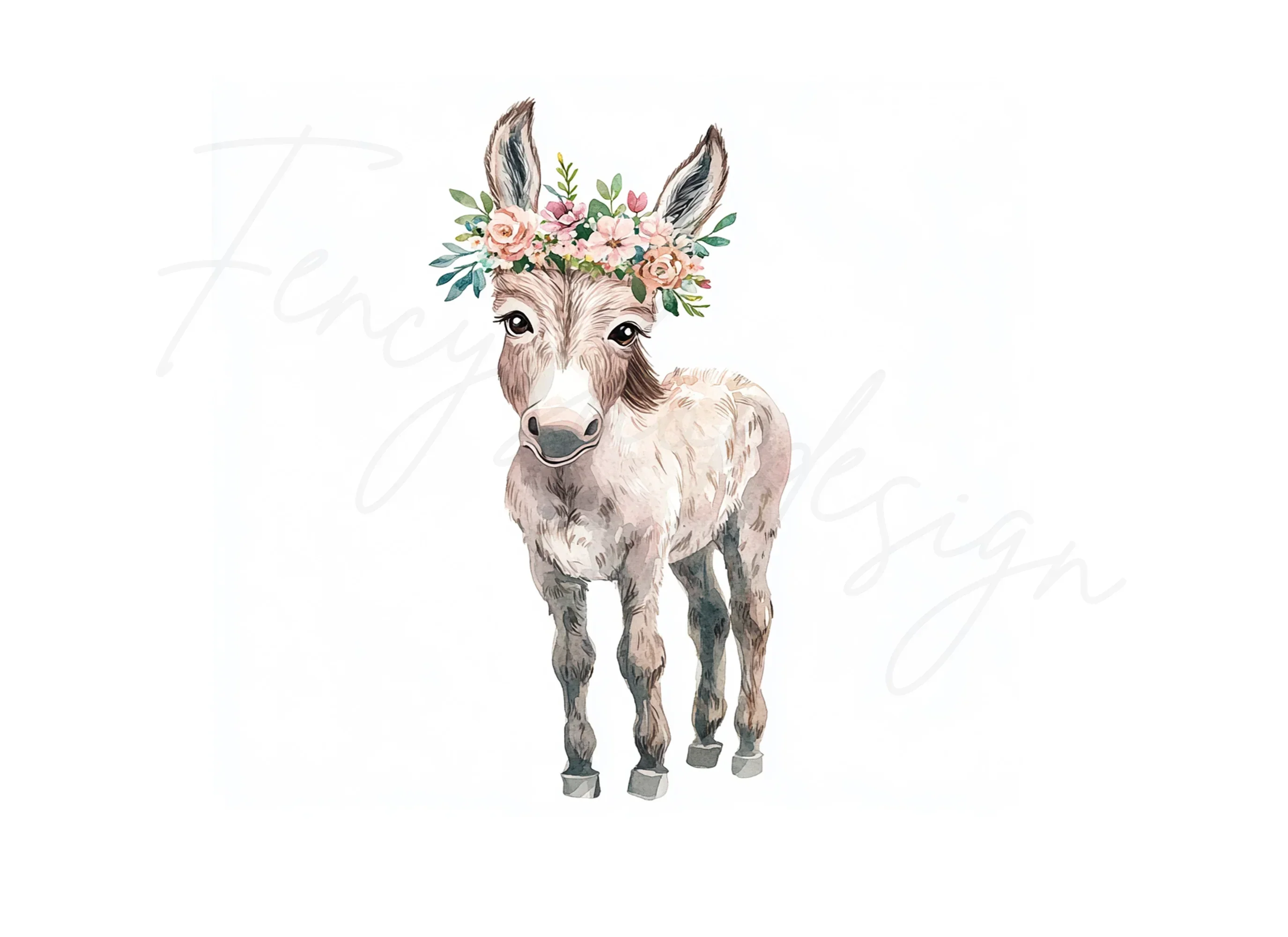 Cute Donkey with Floral Crown Clipart Bundle - Image 3