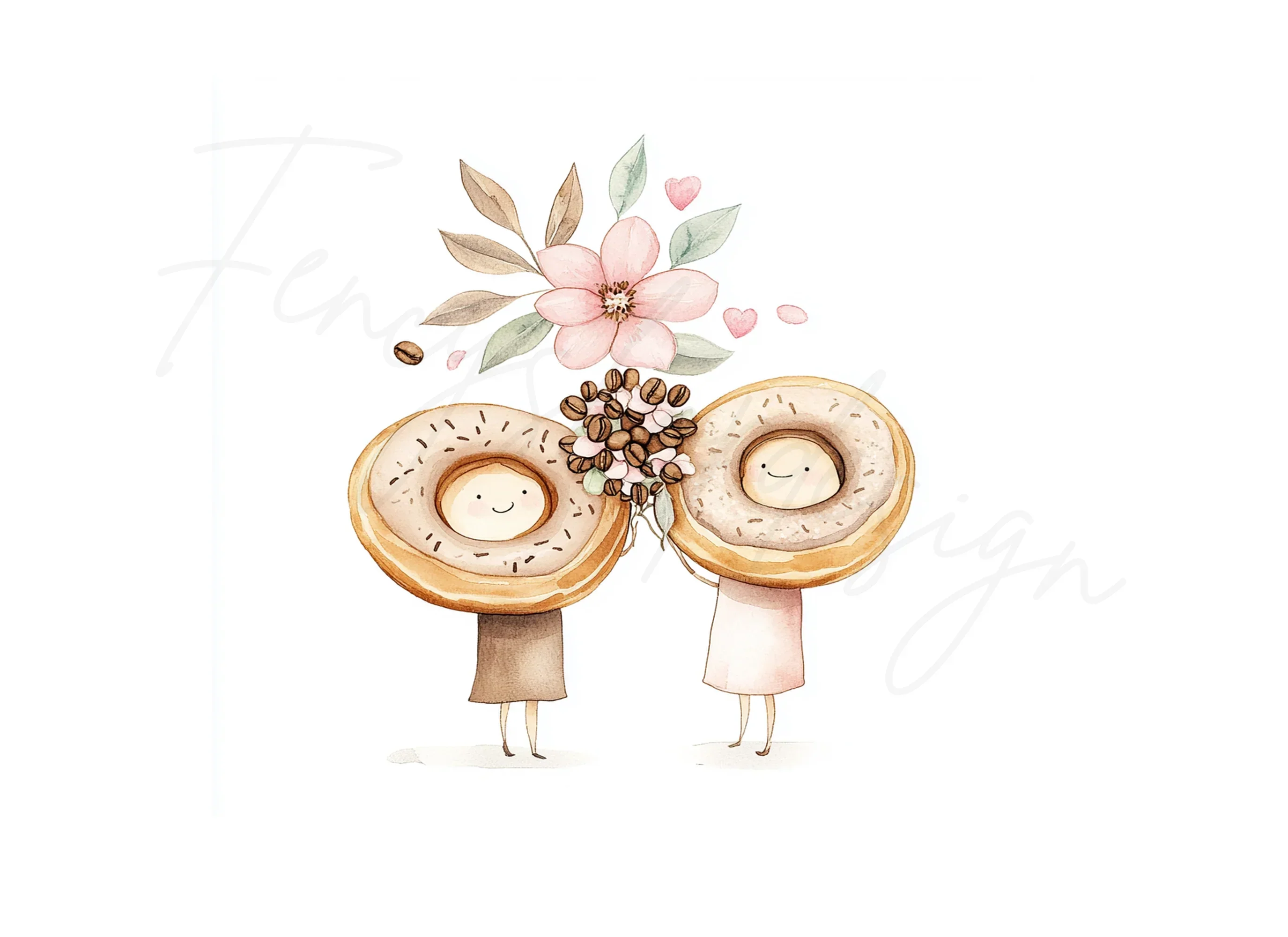 Cute Donut and Coffee Bean Friends Clipart Bundle - Image 3