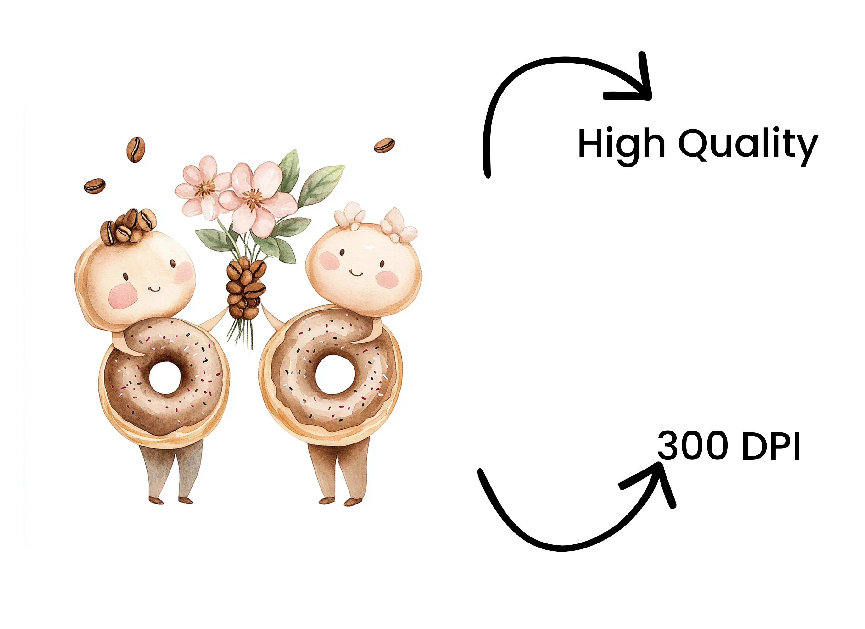 Cute Donut and Coffee Bean Friends Clipart Bundle - Image 4