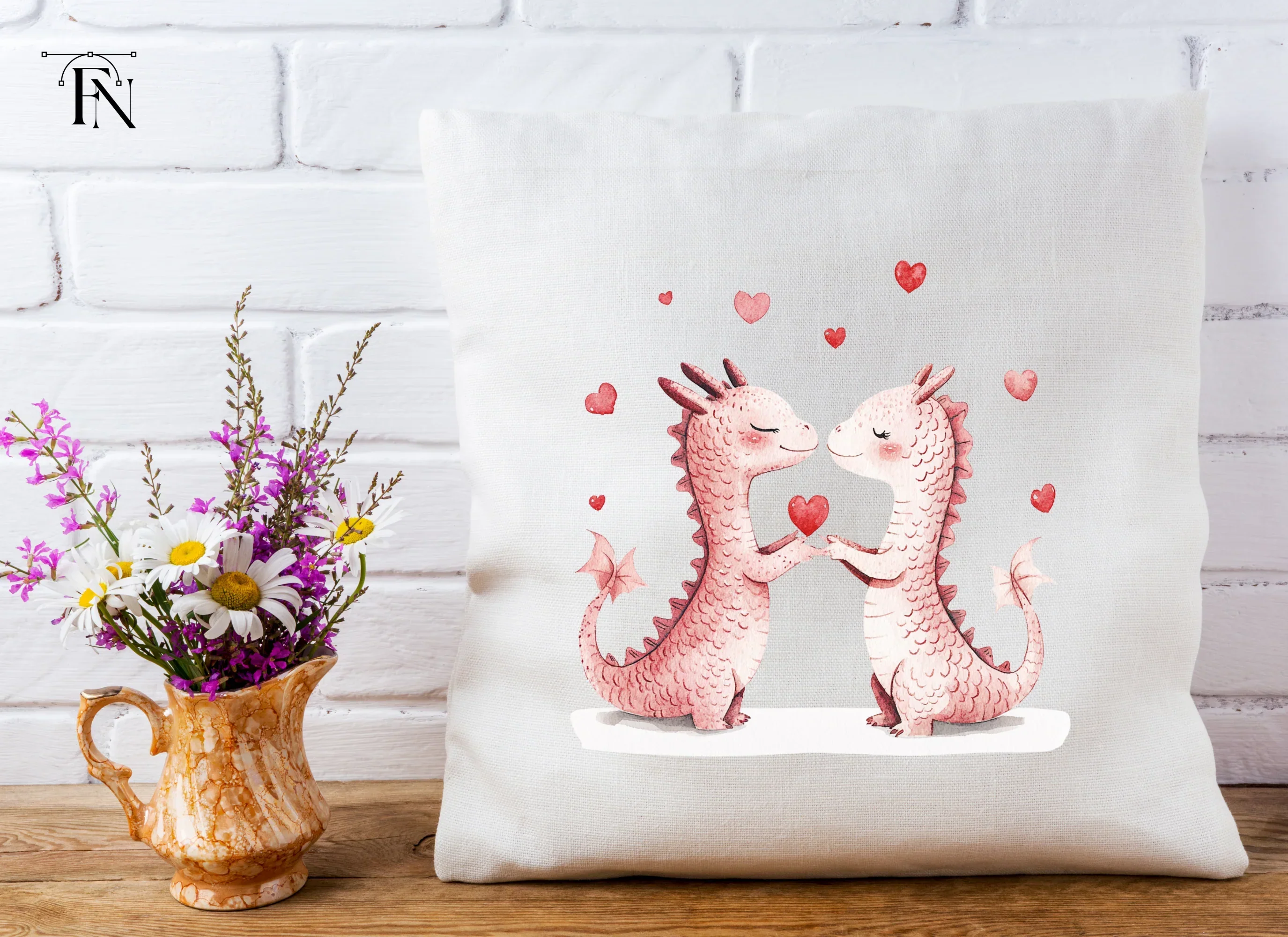 Cute Dragon Couple Love Clipart Bundle - Image 5