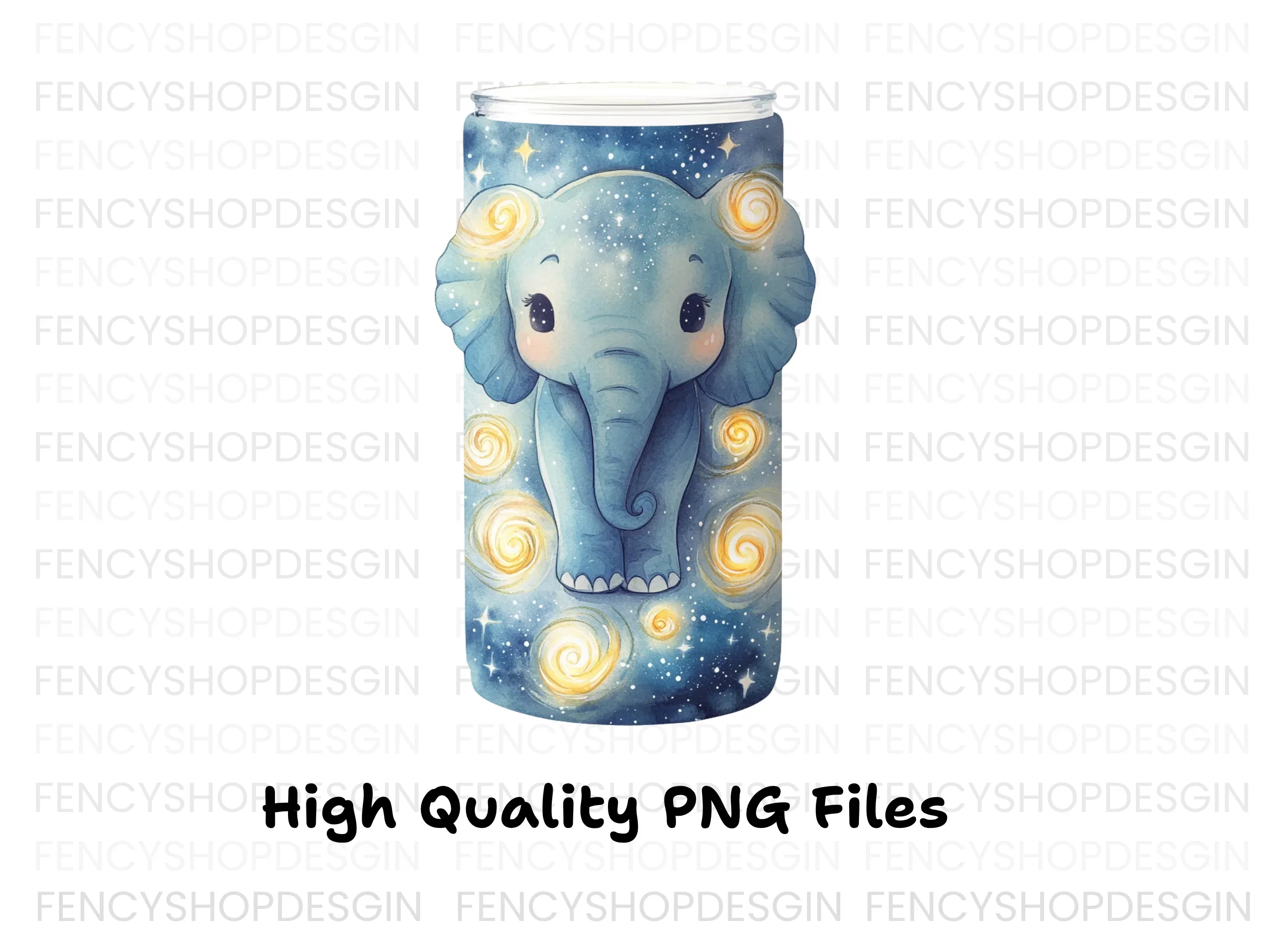 Cute Elephant in Starry Night Clipart Bundle - Image 2