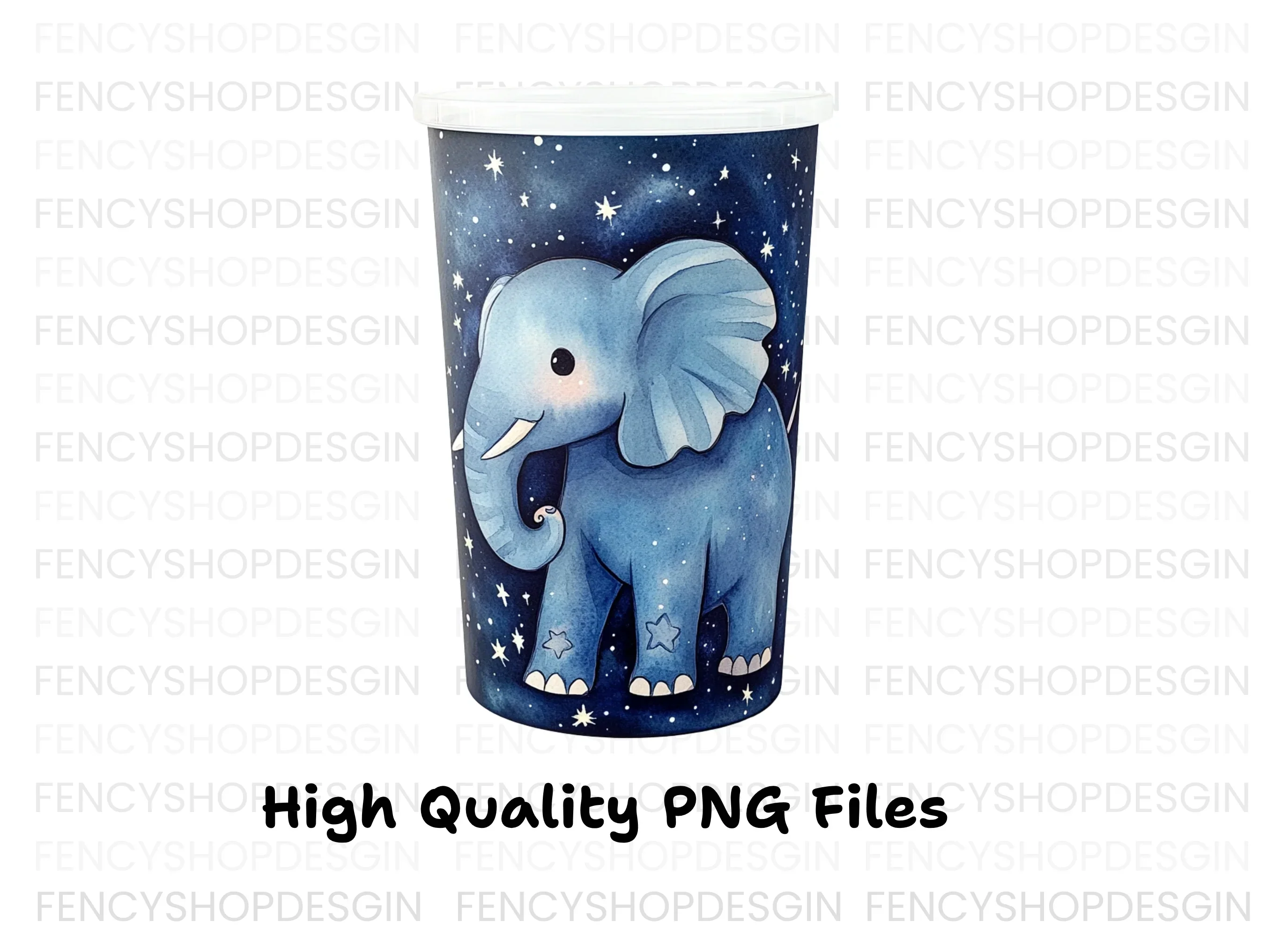 Cute Elephant in Starry Night Clipart Bundle - Image 3