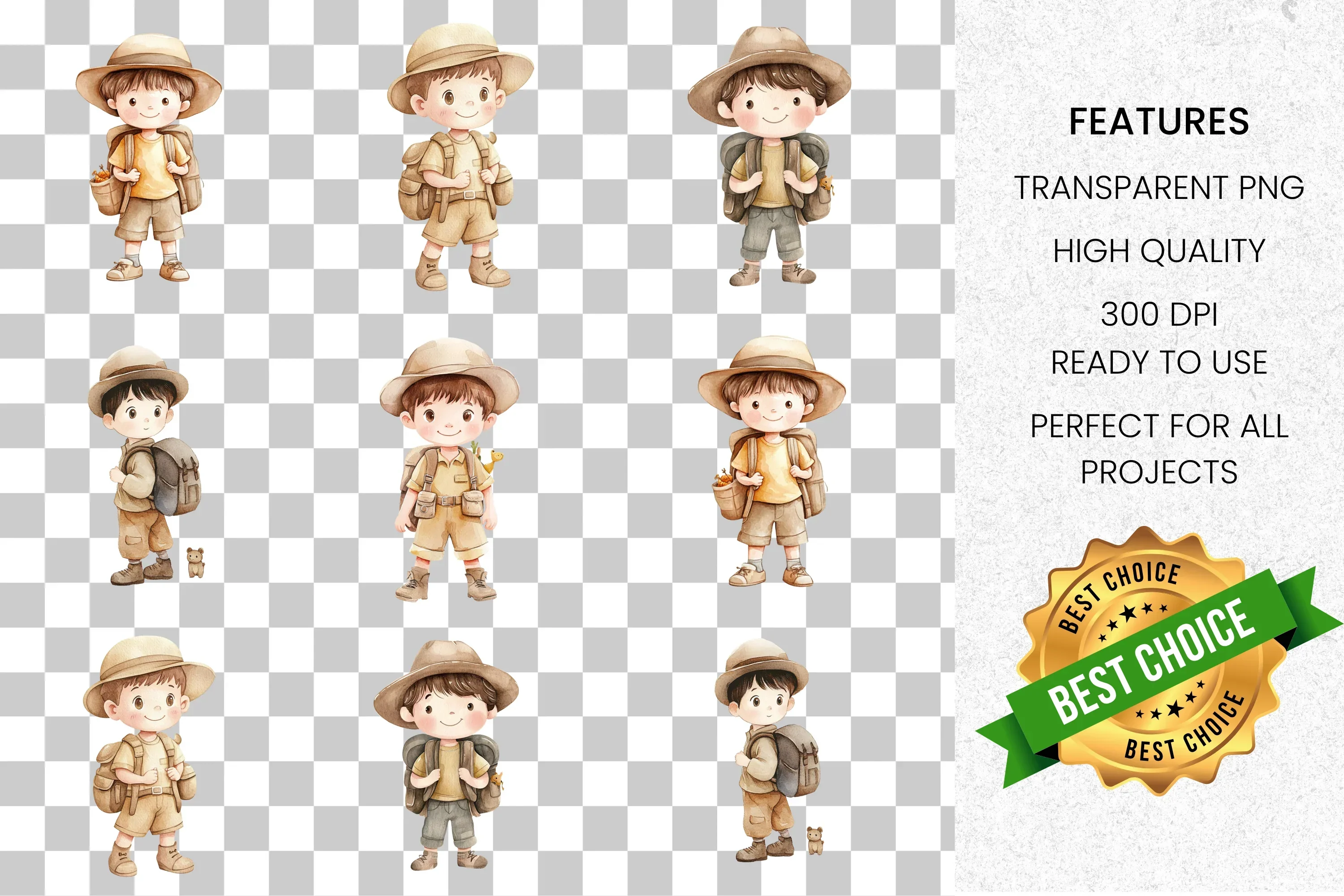 Cute Explorer Boy Clipart Bundle - Image 2