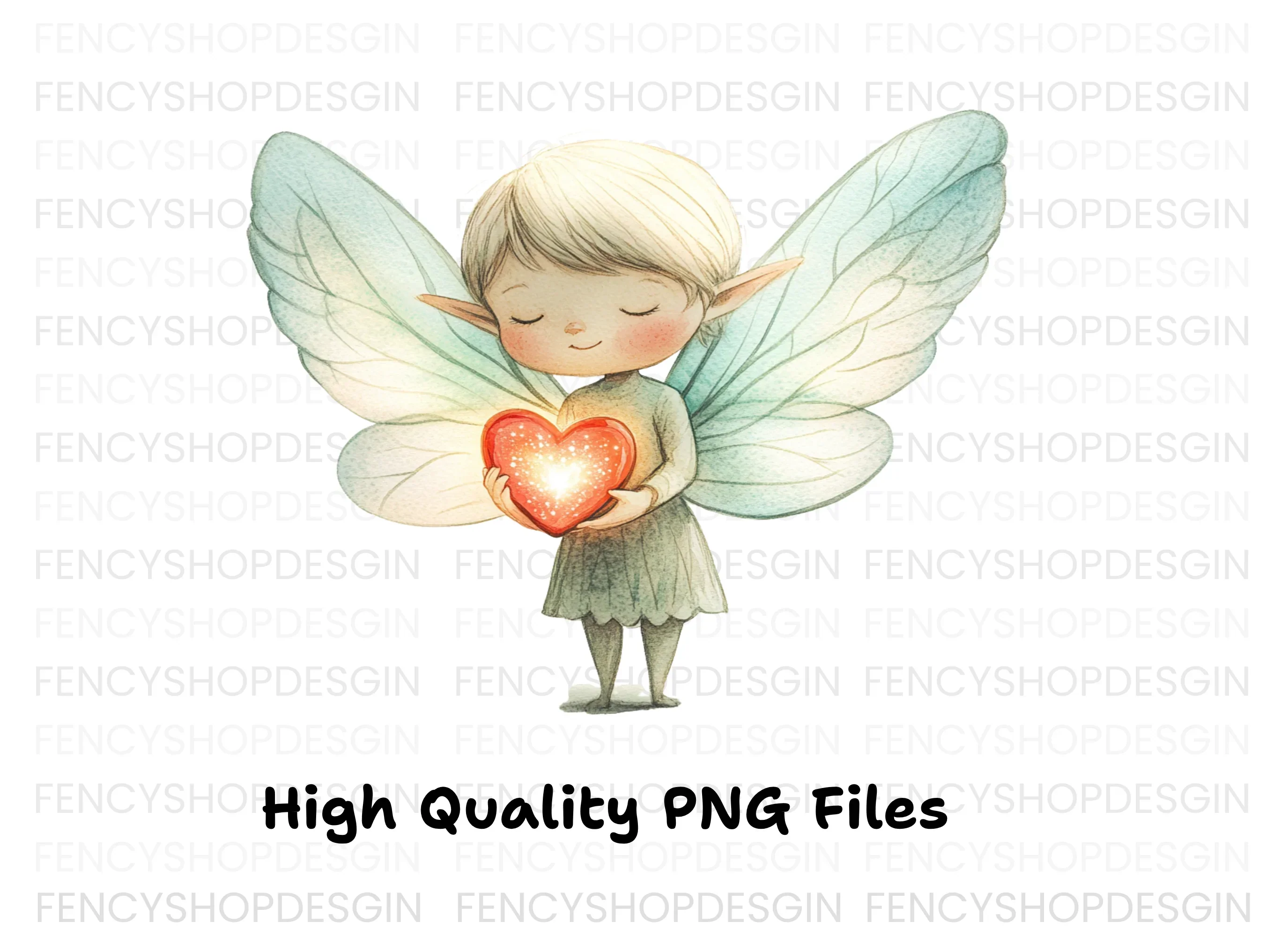 Cute Fairies with Glowing Hearts Clipart Bundle - Image 2