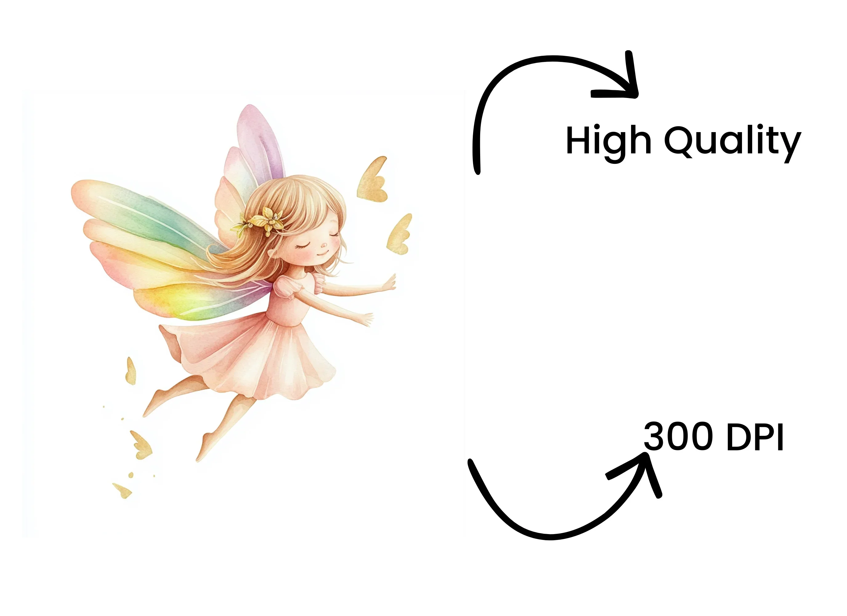 Cute Fairies with Rainbow Wings Clipart Bundle - Image 4