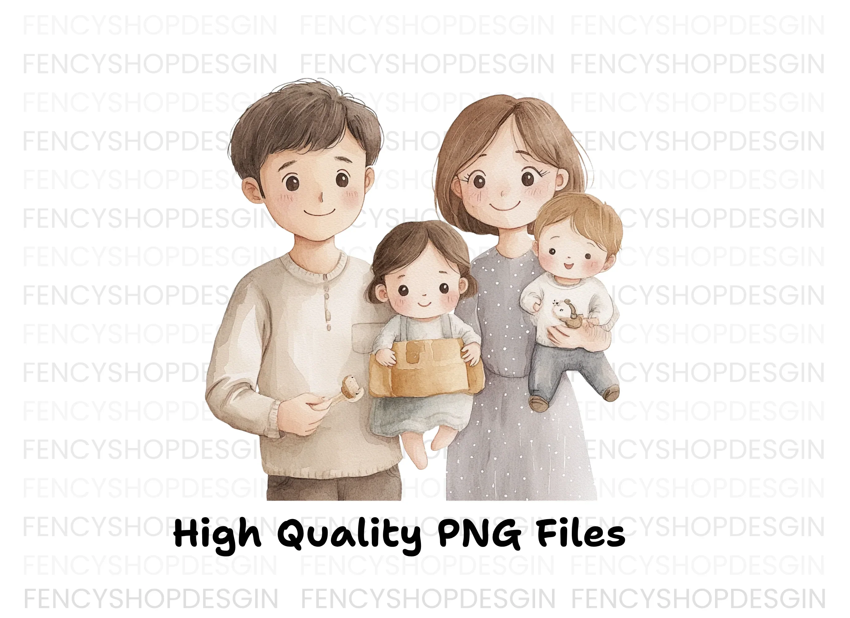 Cute Family Portrait Clipart Bundle - Image 3