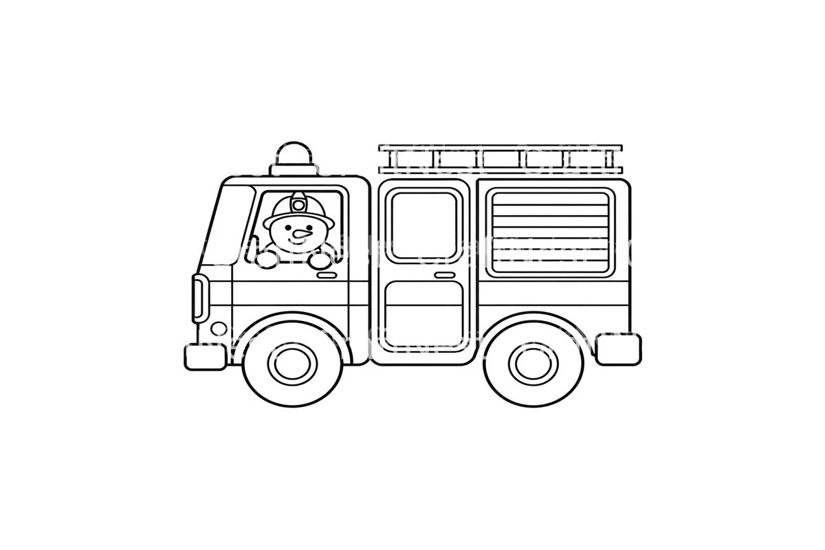 Cute Fire Truck and Snowman Driver Coloring Books - Image 3