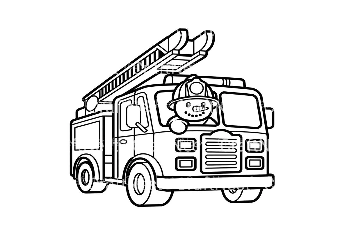 Cute Fire Truck and Snowman Driver Coloring Books - Image 4