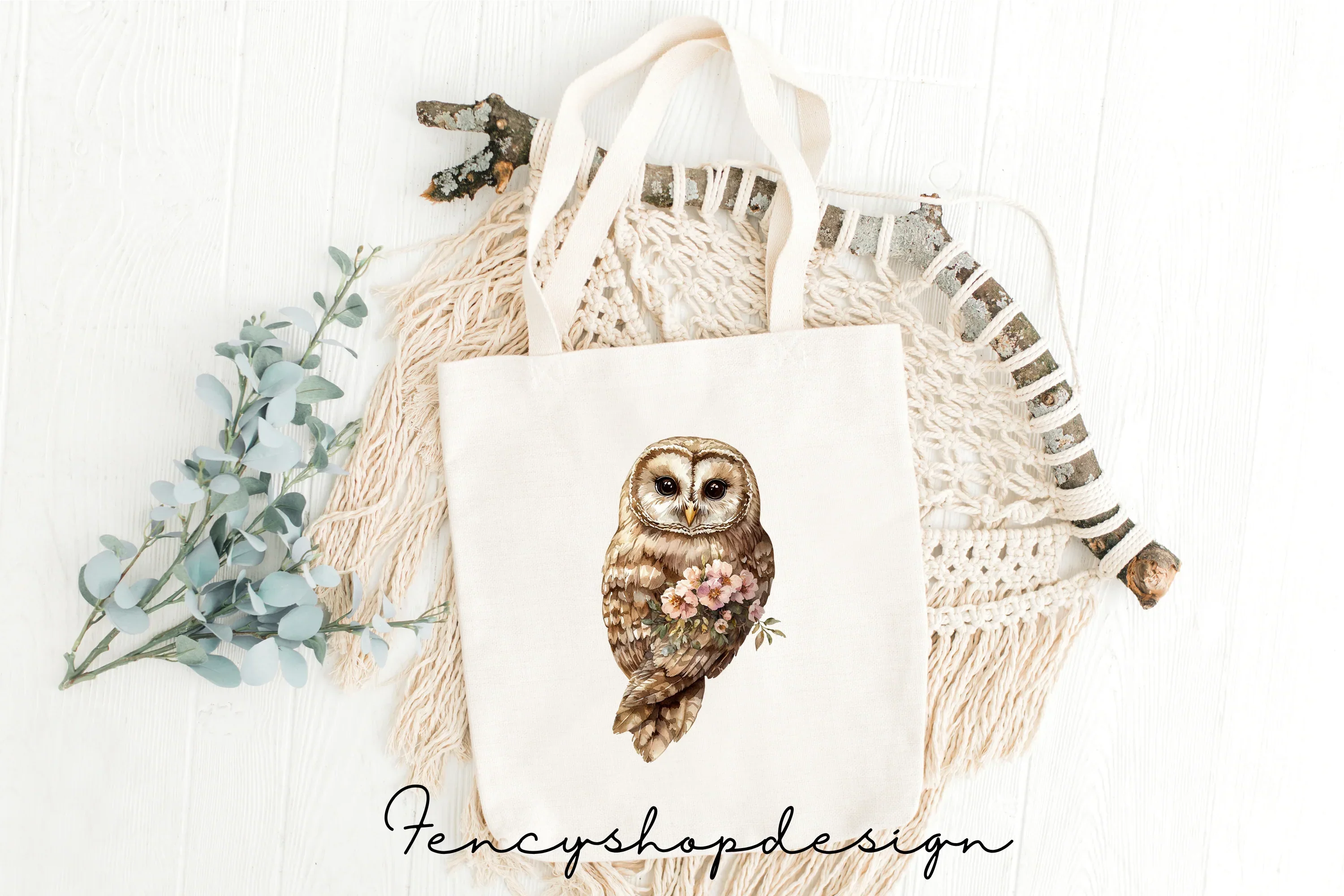Cute Floral Owl Clipart Bundle - Image 8