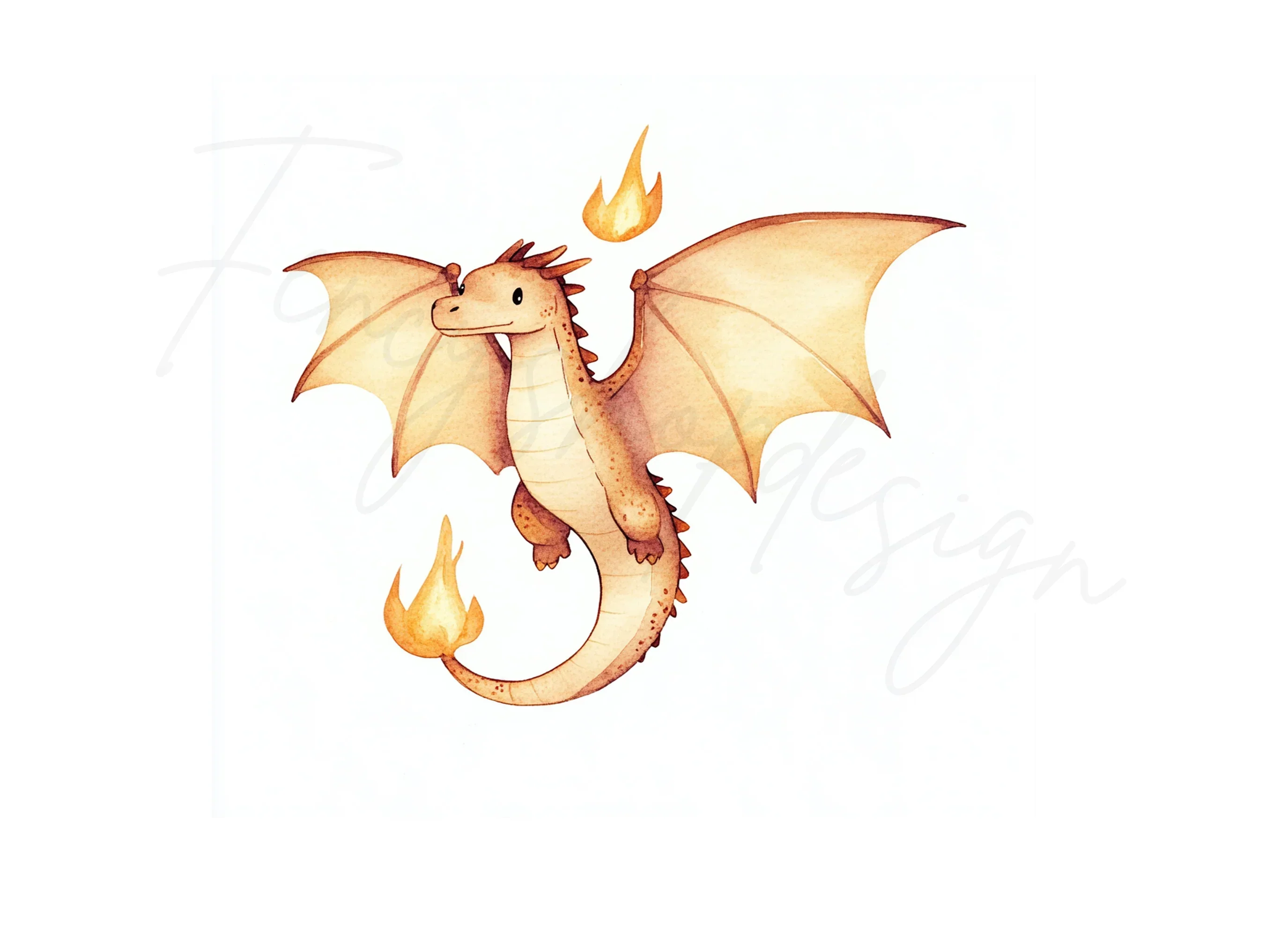 Cute Flying Fire Dragon Clipart Bundle - Image 3