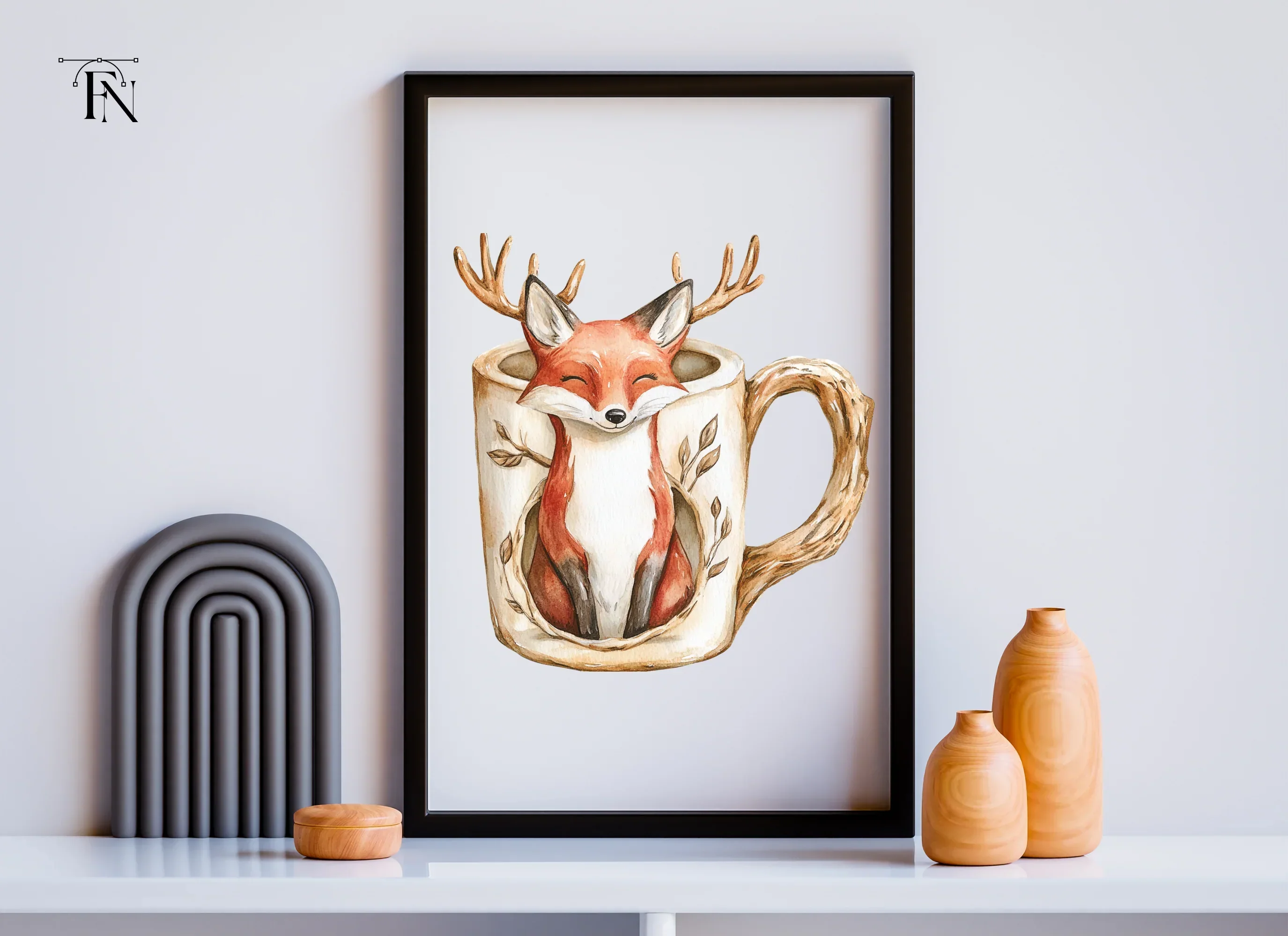 Cute Fox and Deer Mugs Clipart Bundle - Image 6