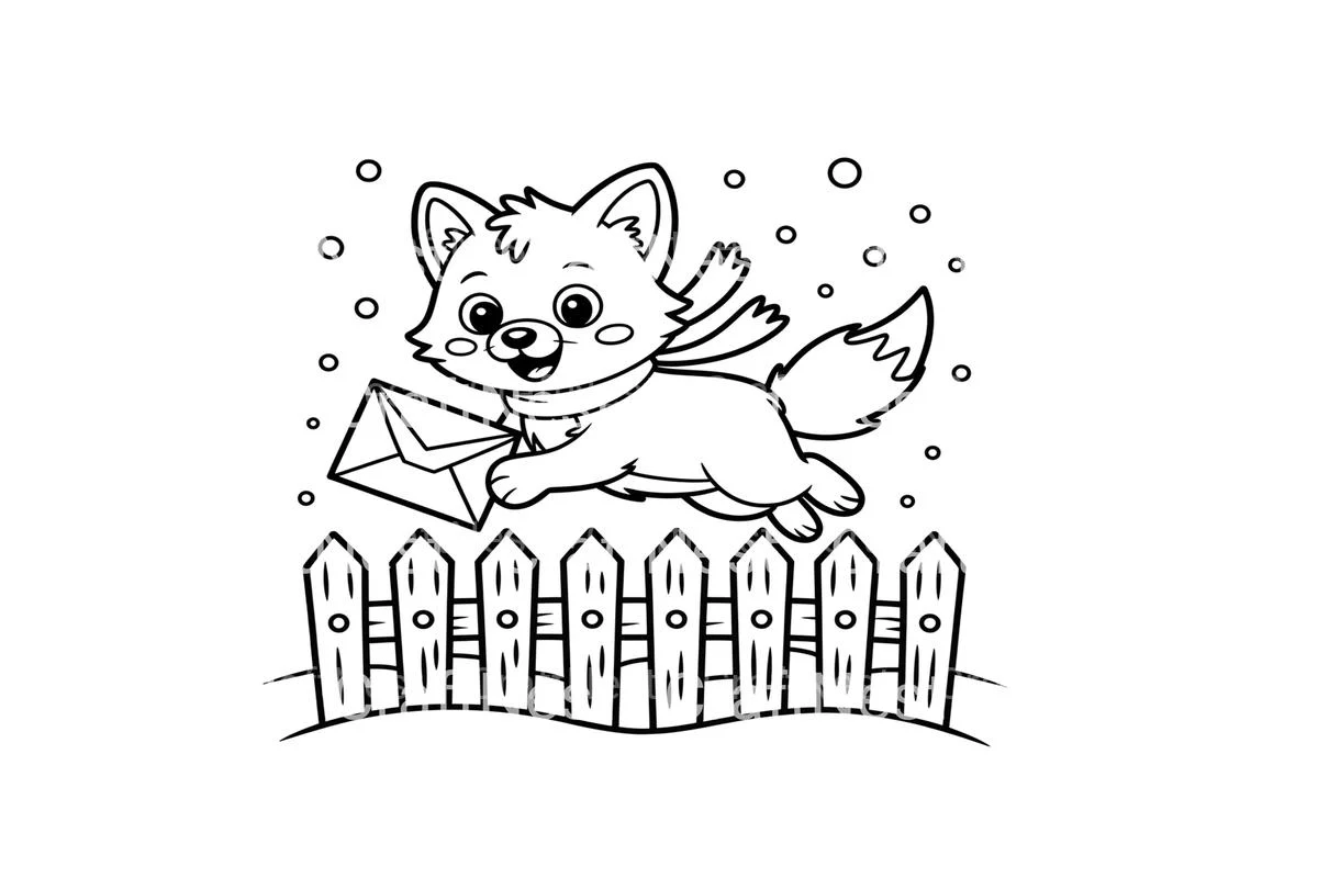 Cute Fox Winter Mail Delivery Coloring Books - Image 2