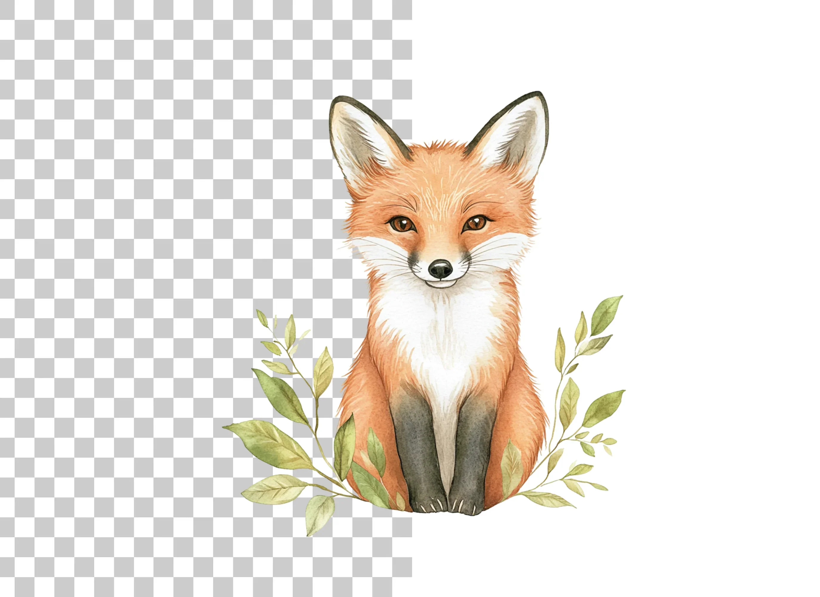 Cute Fox with Leaves Clipart Bundle - Image 3