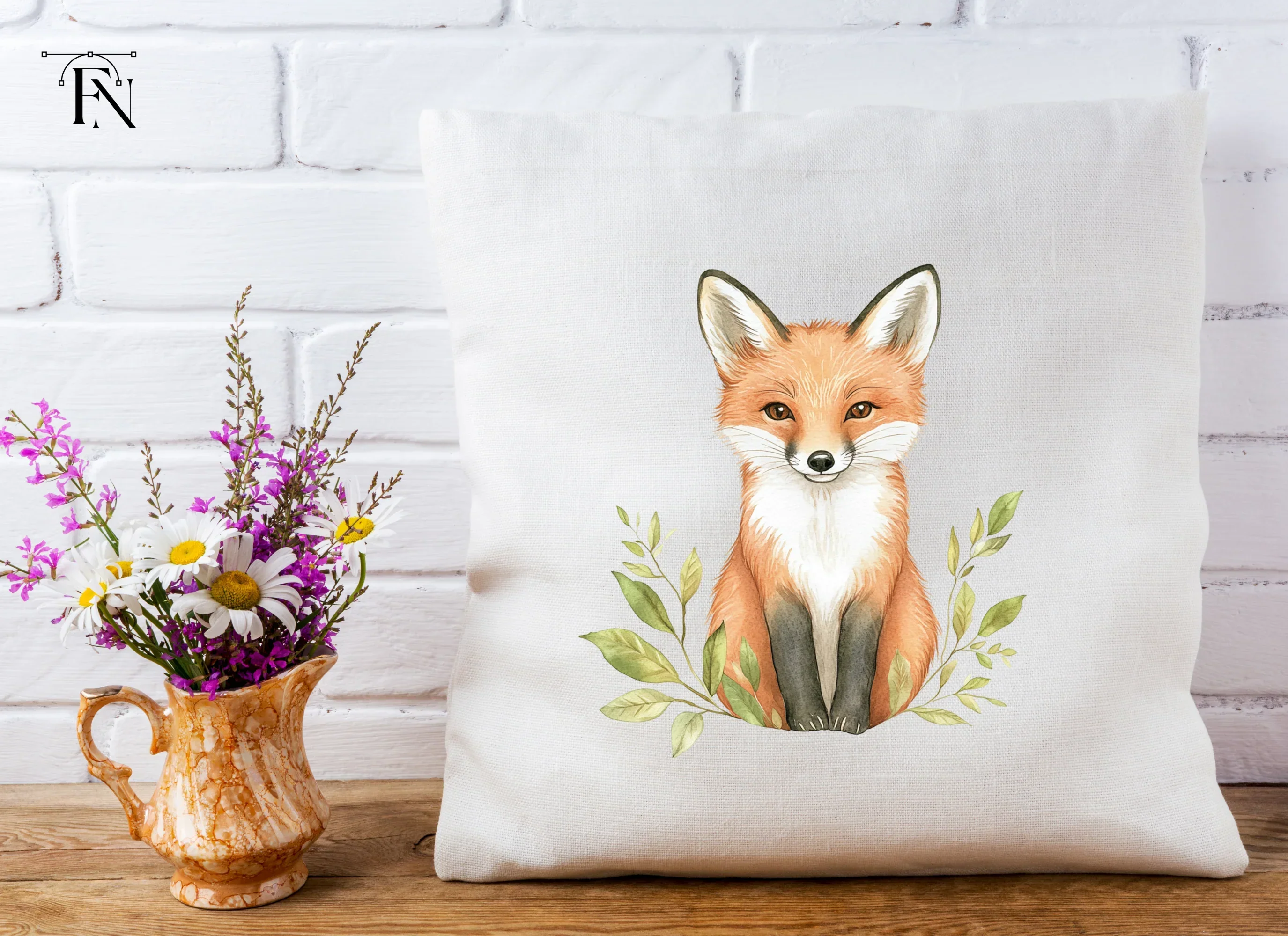 Cute Fox with Leaves Clipart Bundle - Image 4