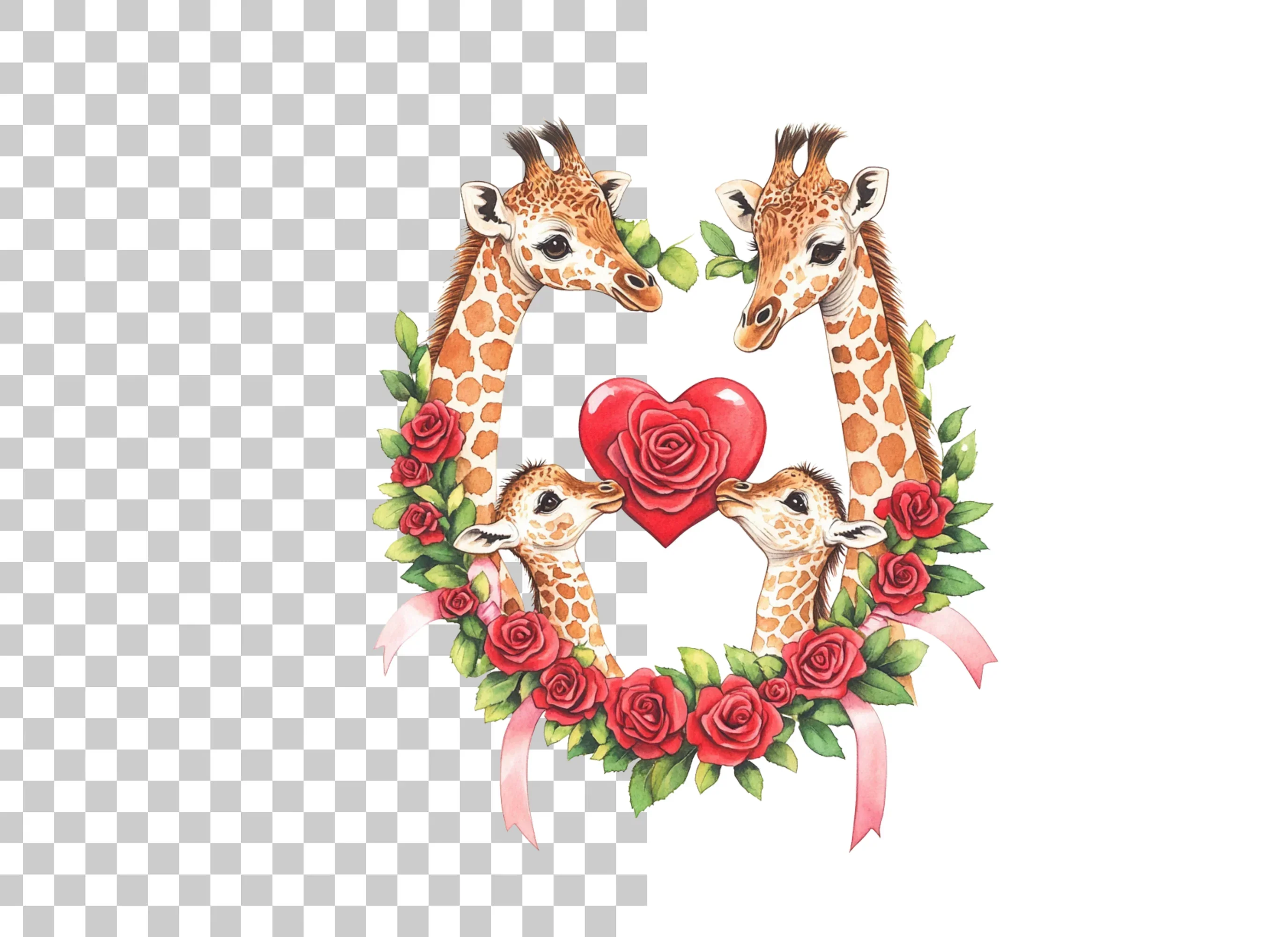 Cute Giraffe Couple Valentine Clipart Bundle - Image 2