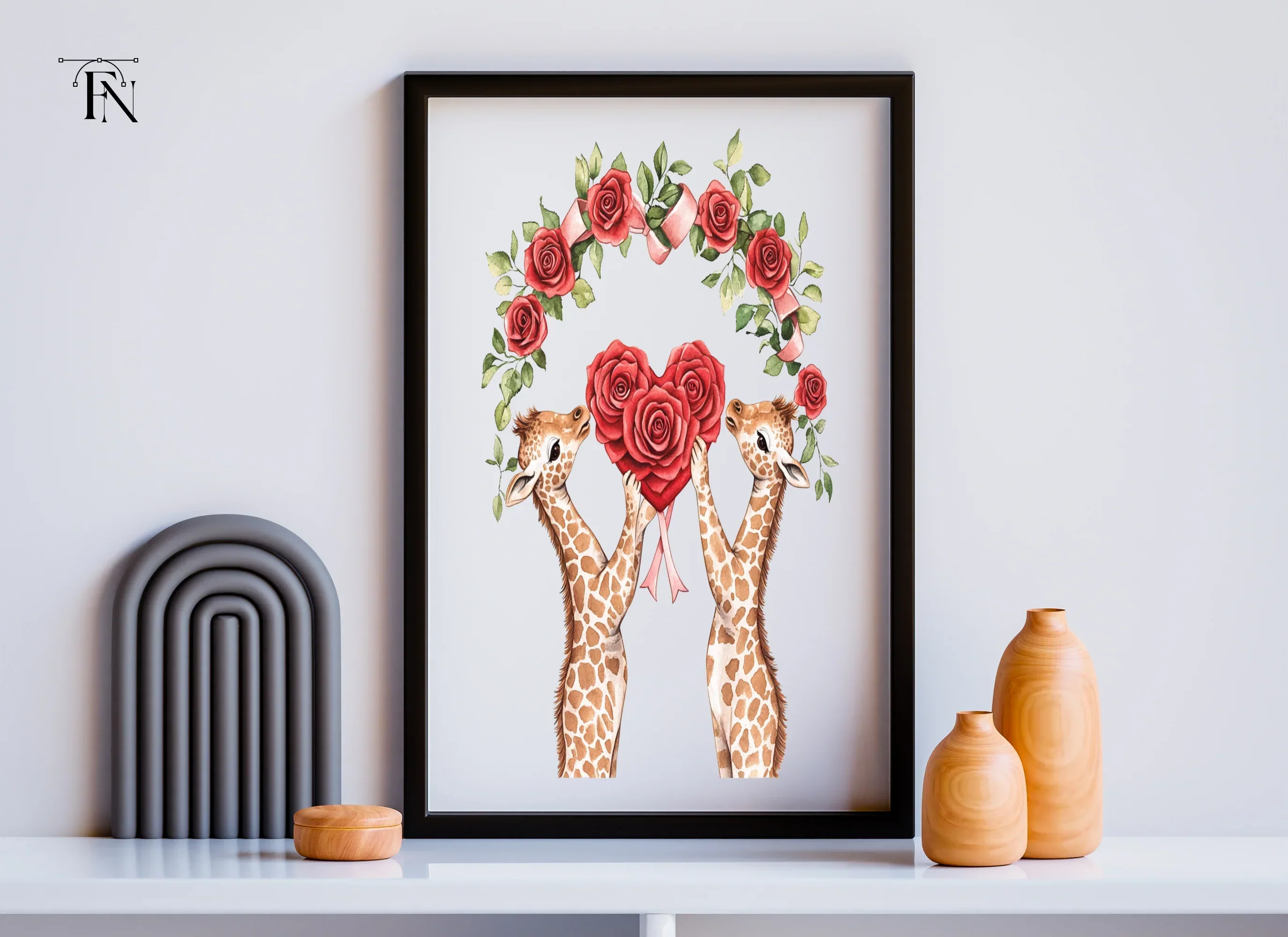 Cute Giraffe Couple Valentine Clipart Bundle - Image 6