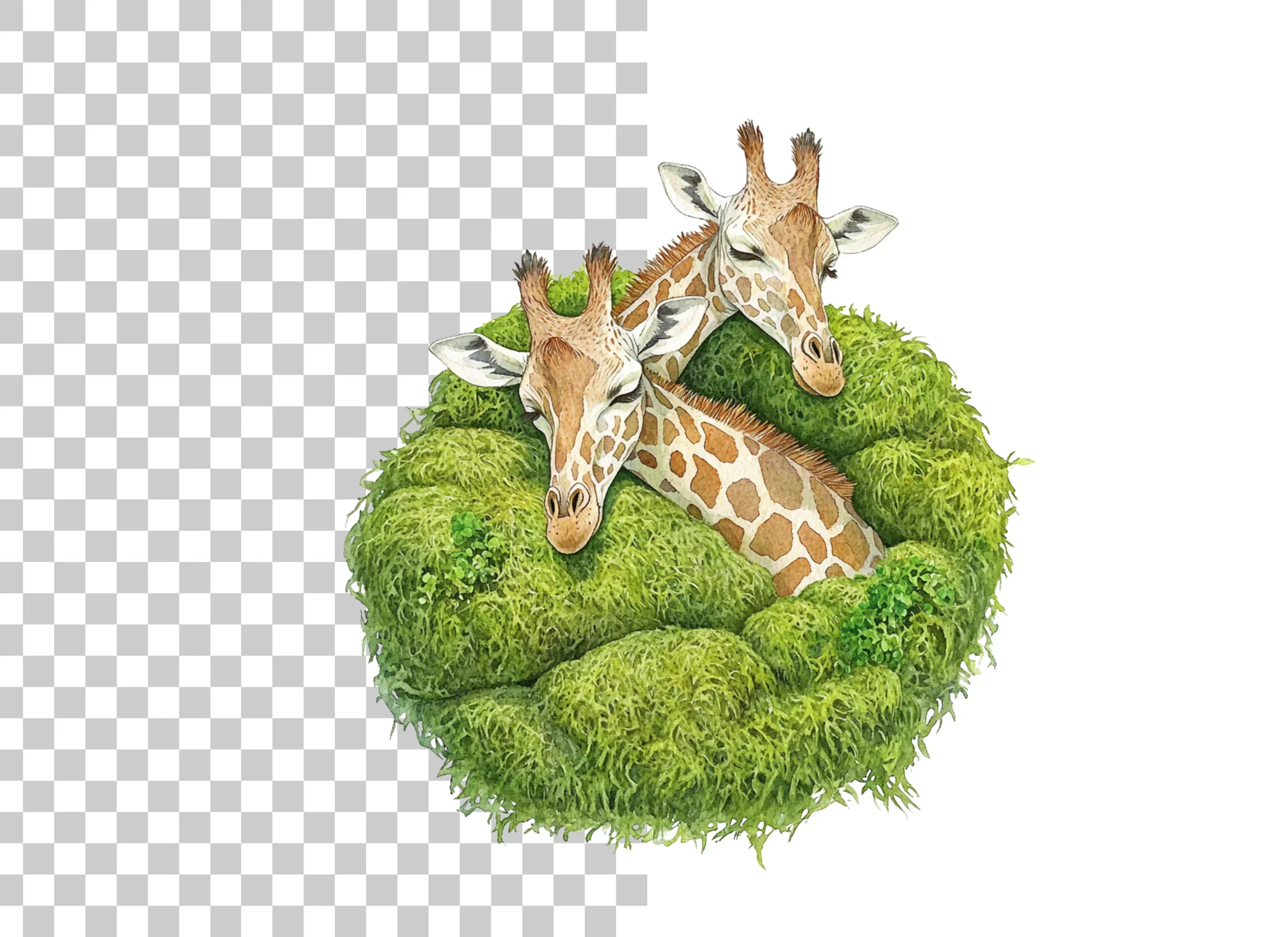 Cute Giraffe Couples in Moss Nests Clipart Bundle - Image 2