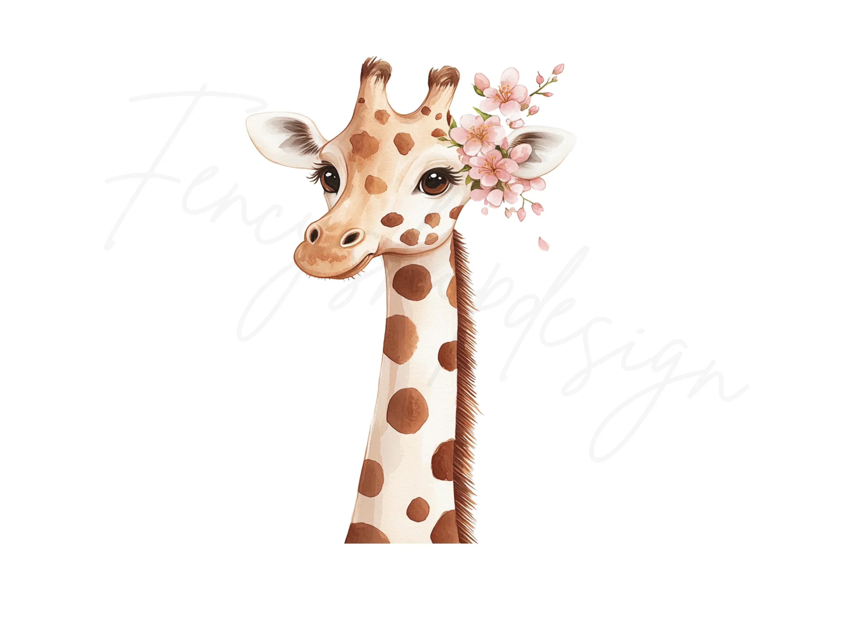 Cute Giraffe with Floral Headband Clipart Bundle - Image 2