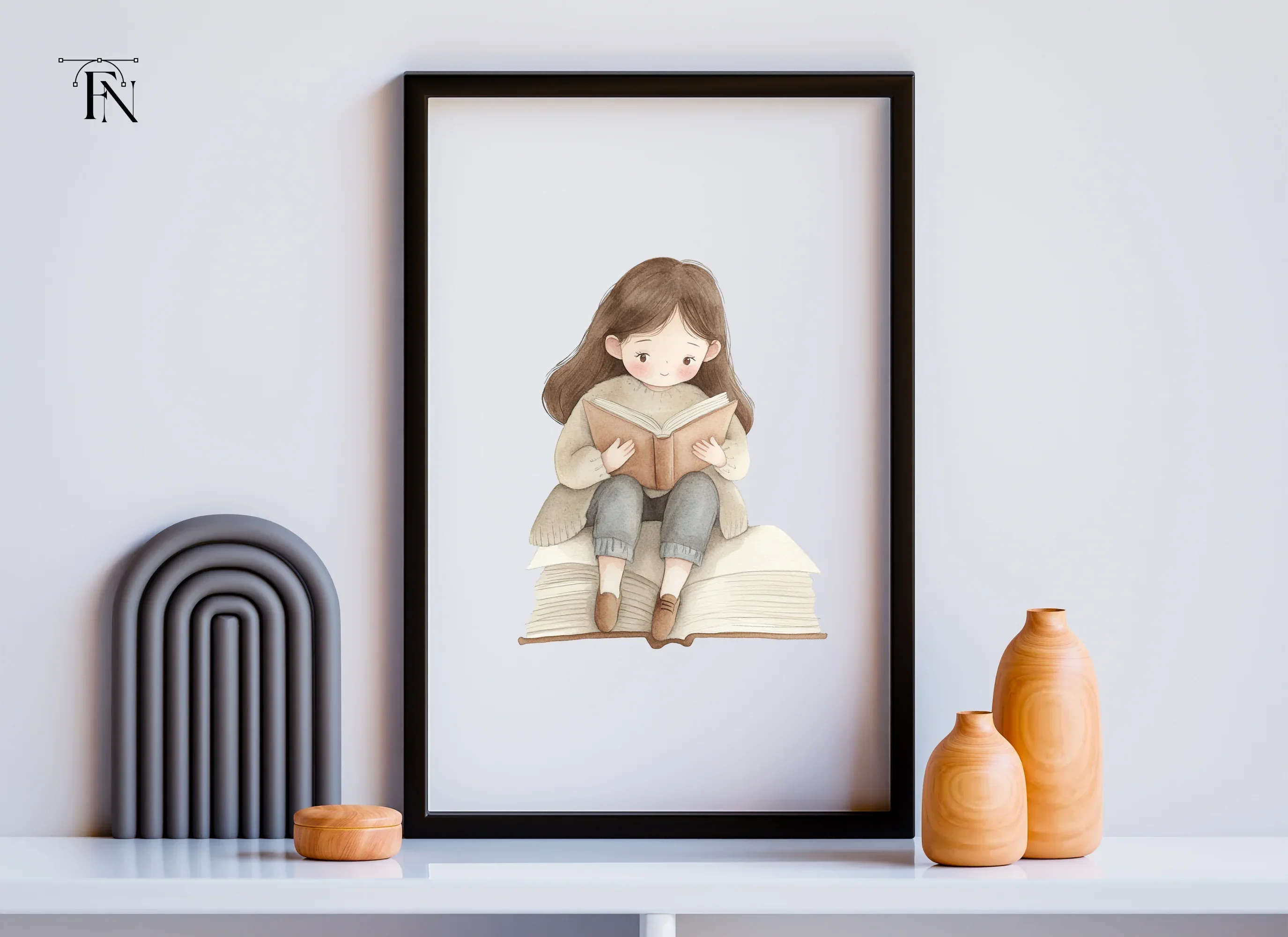 Cute Girl Reading Book Clipart Bundle - Image 5