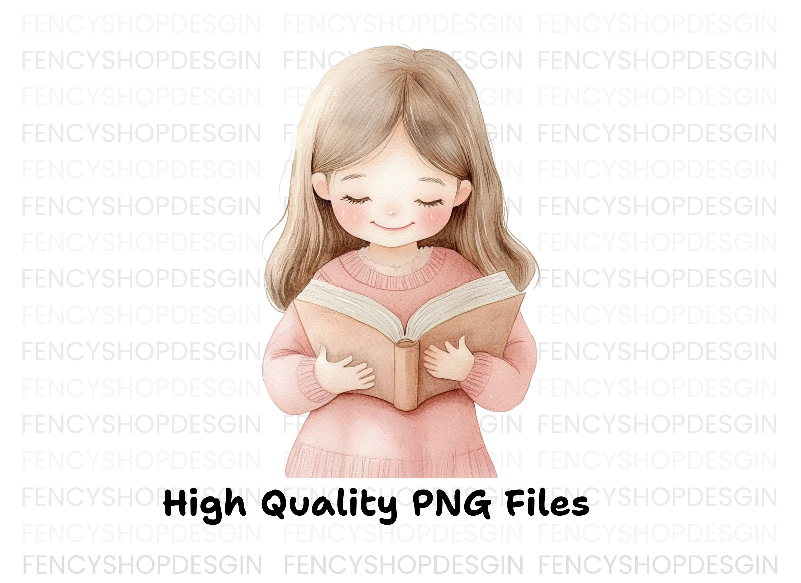Cute Girl Reading Book Clipart Bundle - Image 3