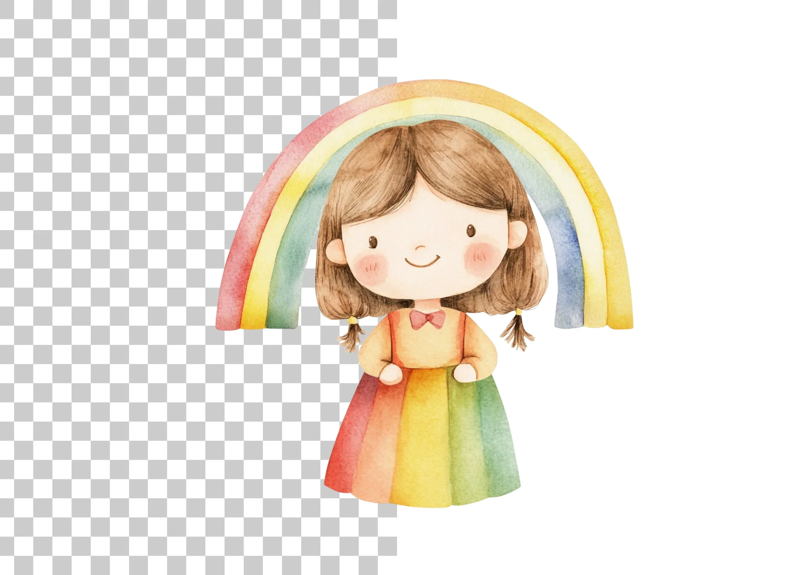 Cute Girl with Rainbow Clipart Bundle - Image 2