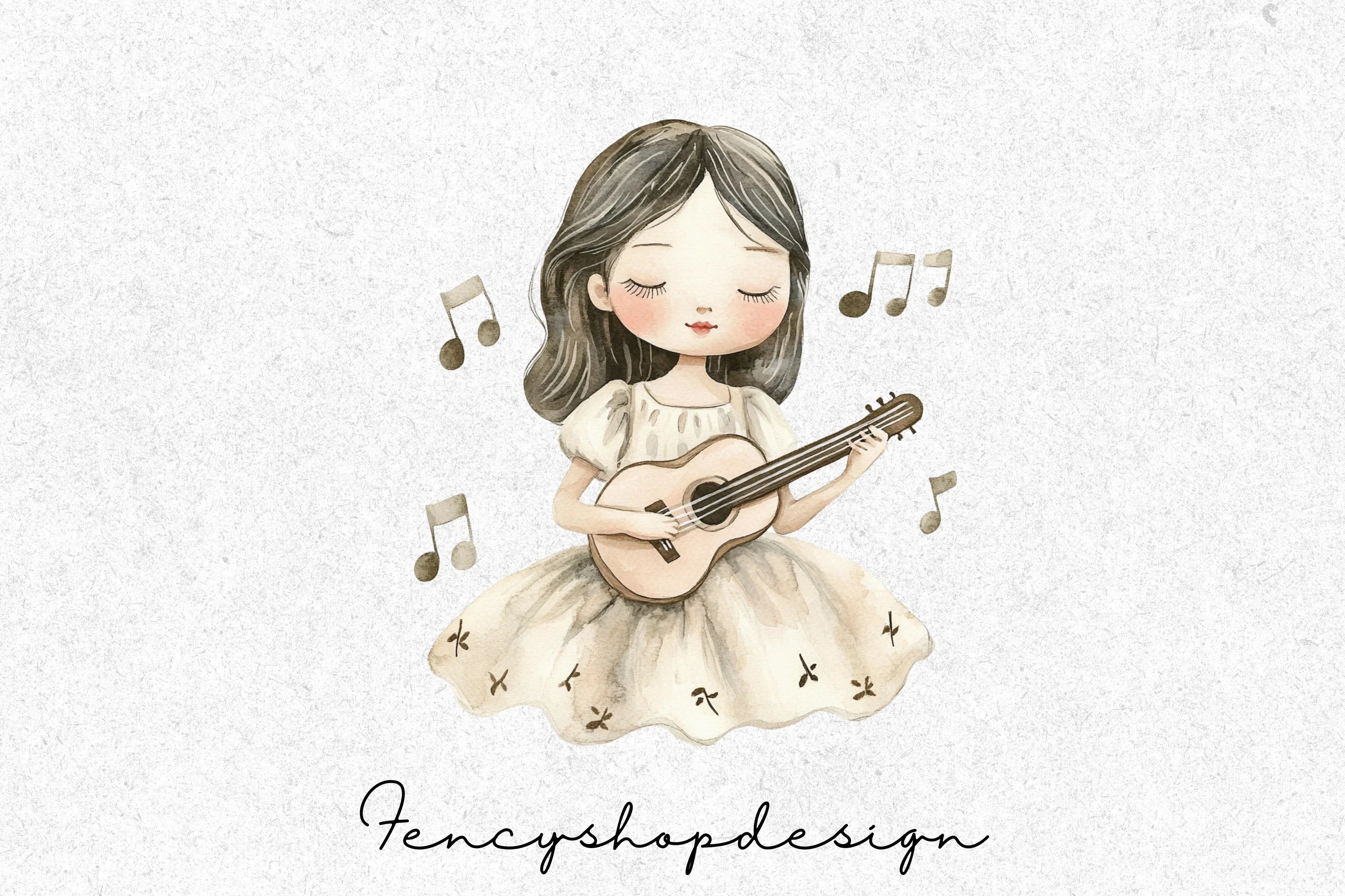 Cute Girls Music Clipart Bundle - Image 2