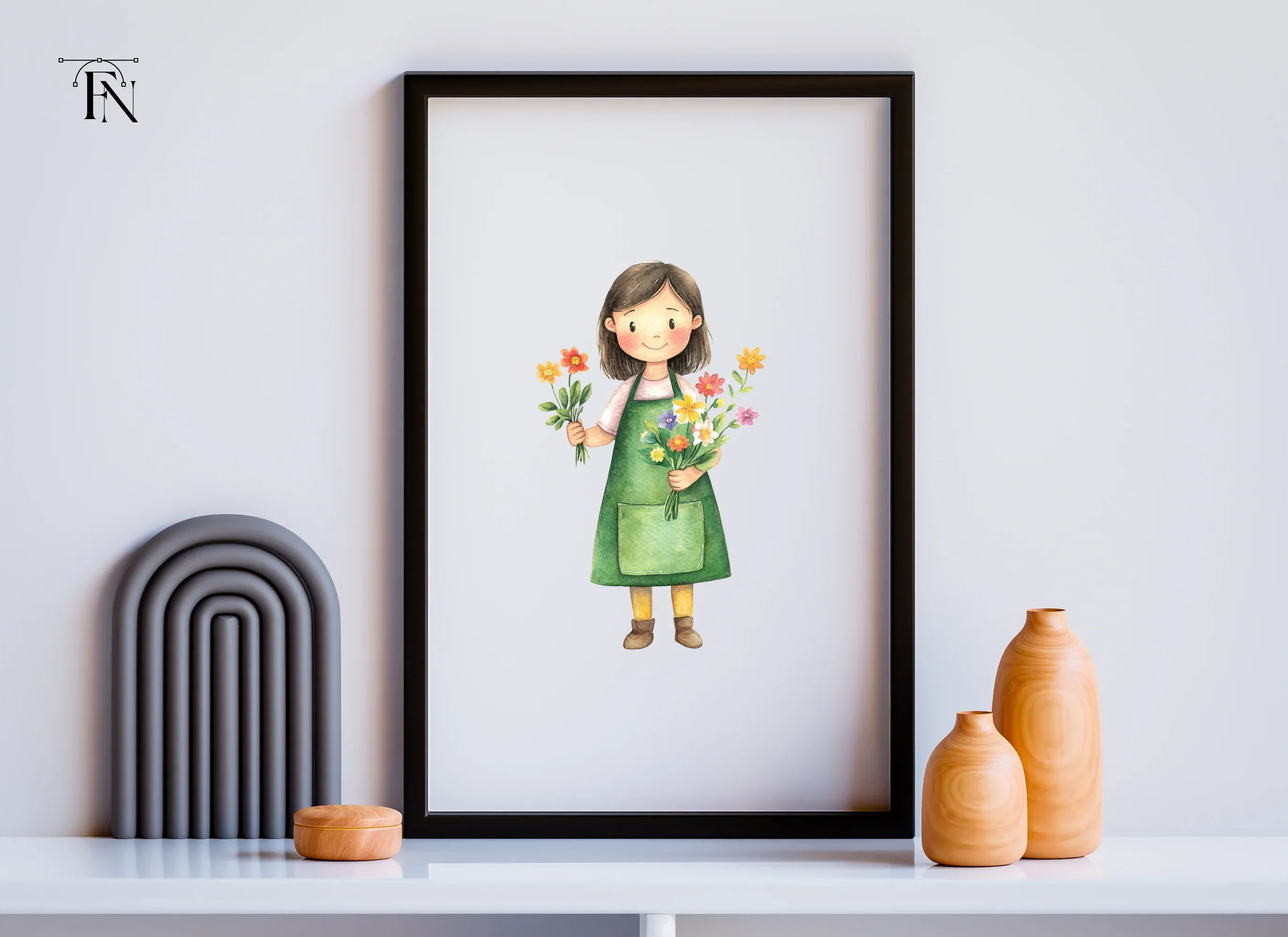 Cute Girls with Flower Bouquets Clipart Bundle - Image 4