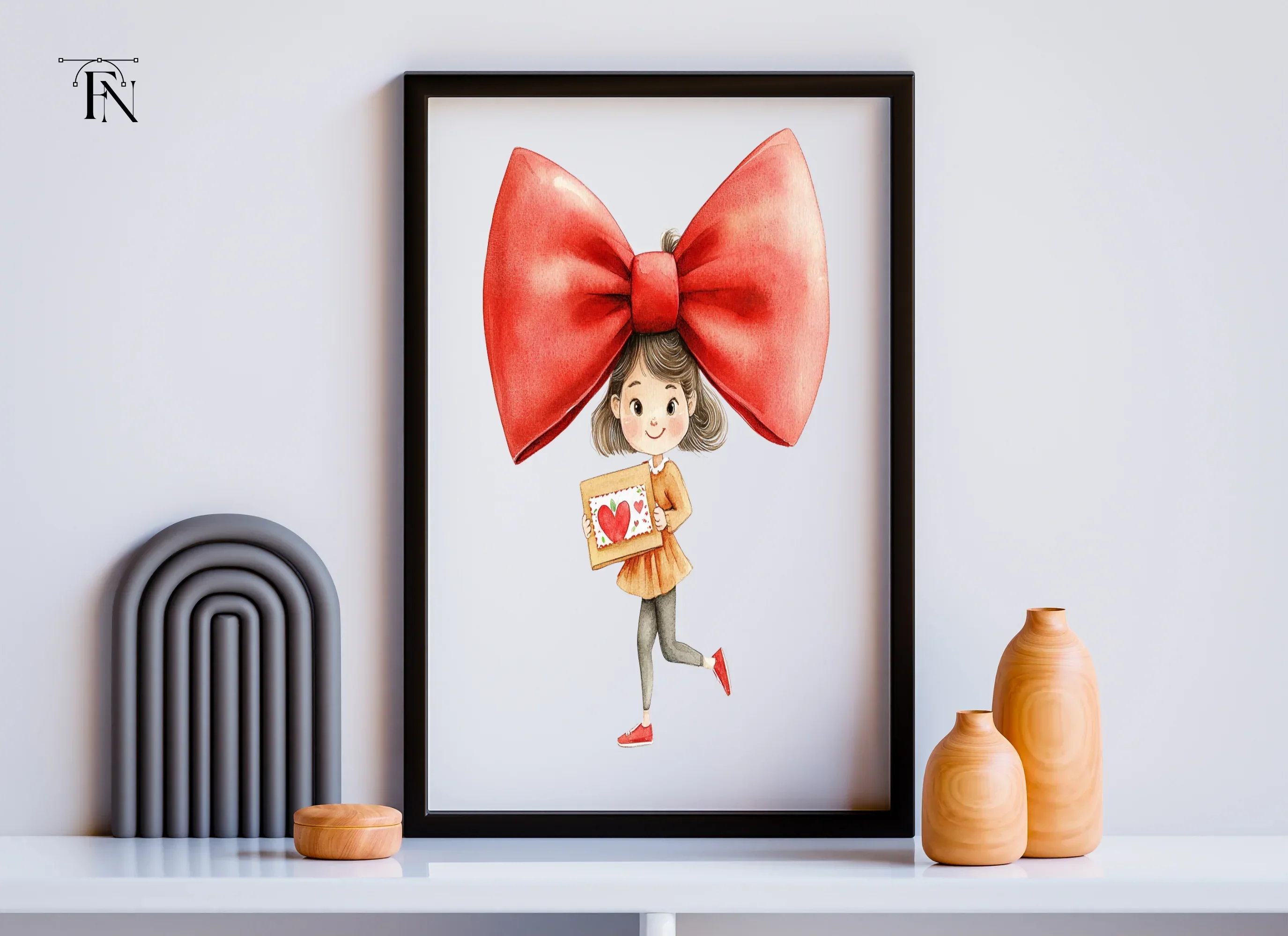 Cute Girls with Red Bows Clipart Bundle - Image 6