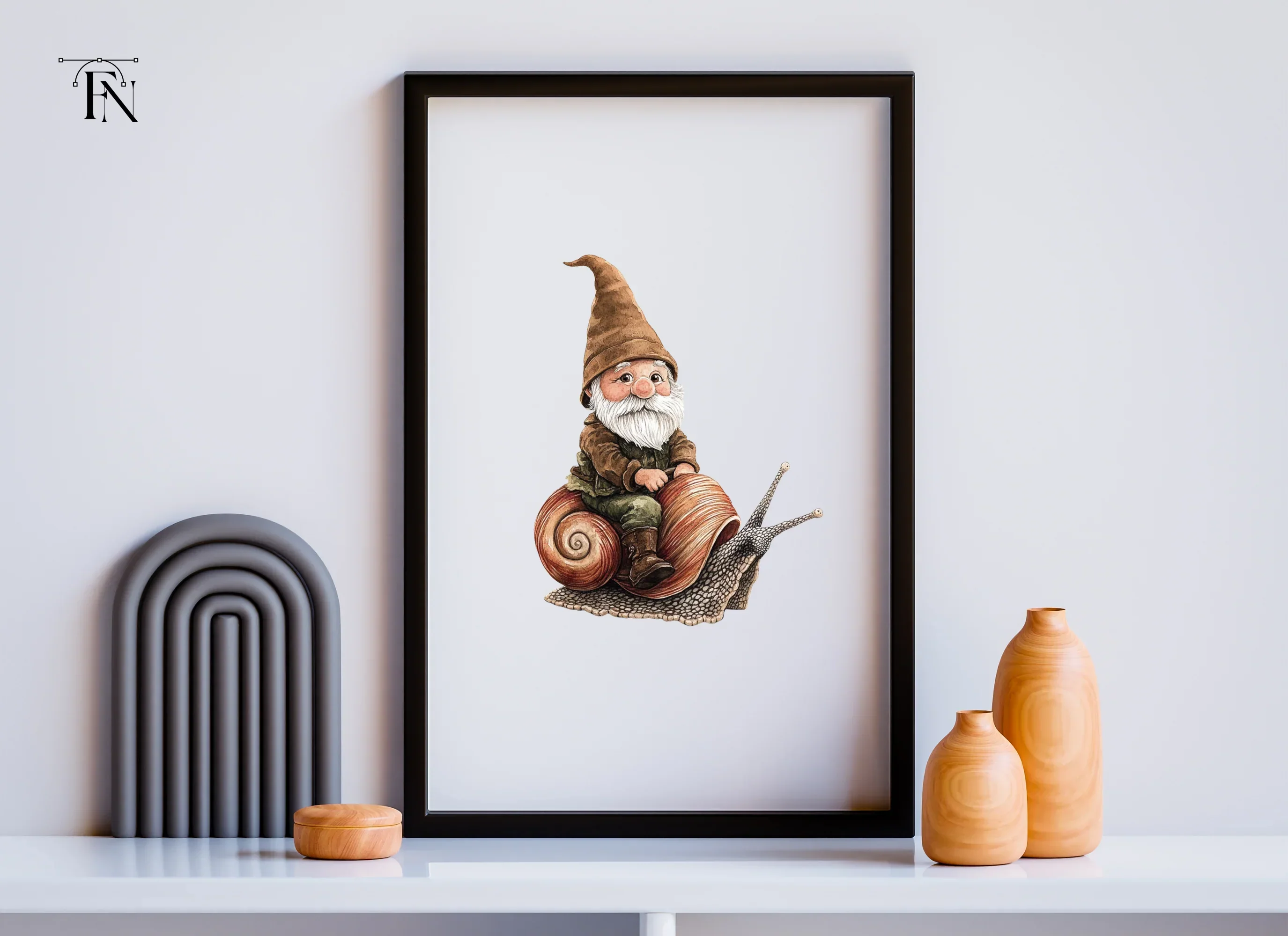 Cute Gnomes Riding Snails Clipart Bundle - Image 6